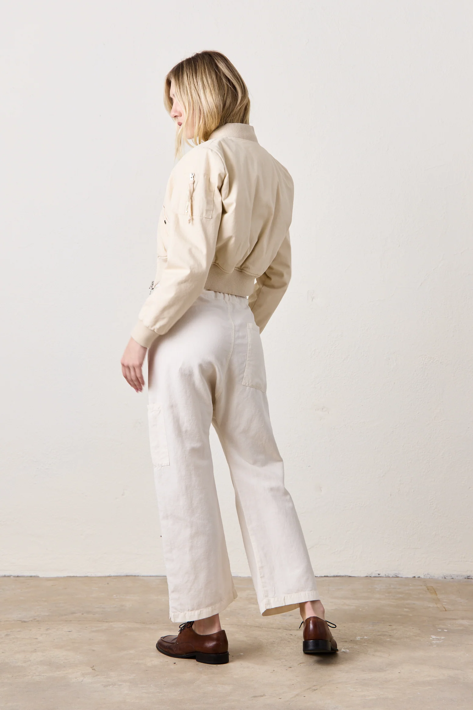 NSF Carlson Linen Cotton Tie Pant - Ivory - Renuaun