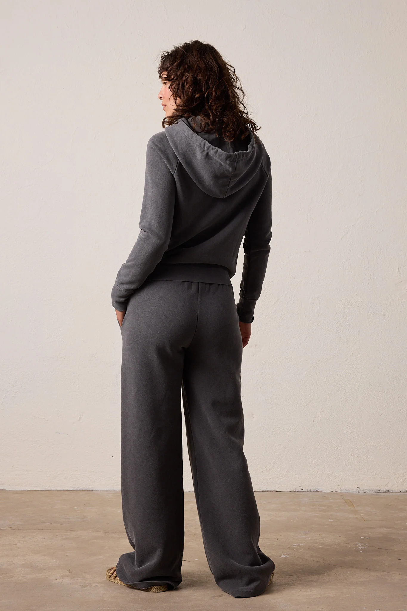 NSF Lisse Fitted Loop Terry Hoodie - Faded Black - Renuaun