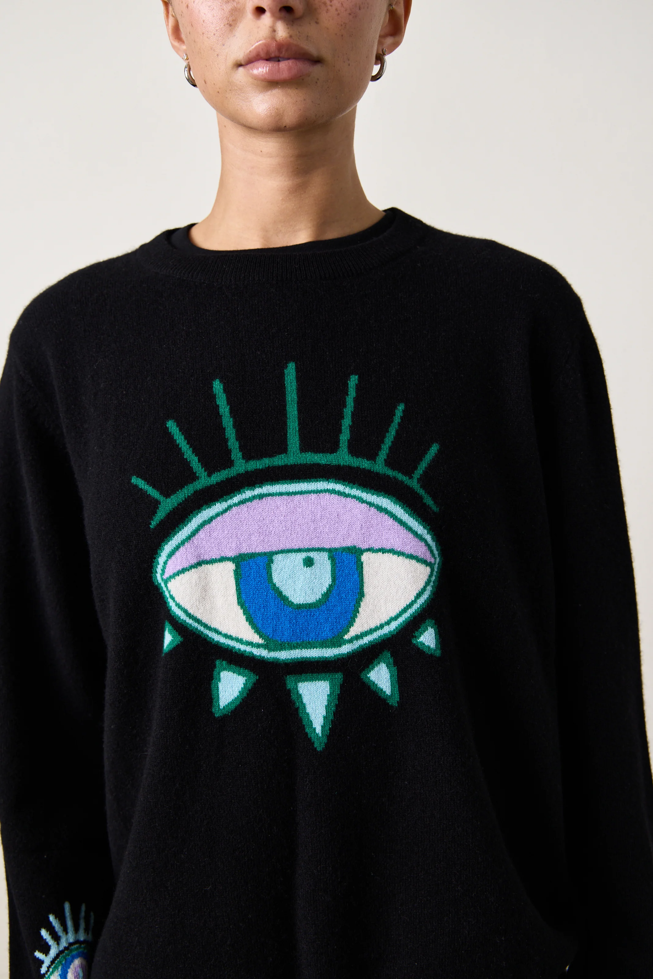 NSF X Jacquie Aiche - Big Eye Cashmere Crew - Black - Renuaun