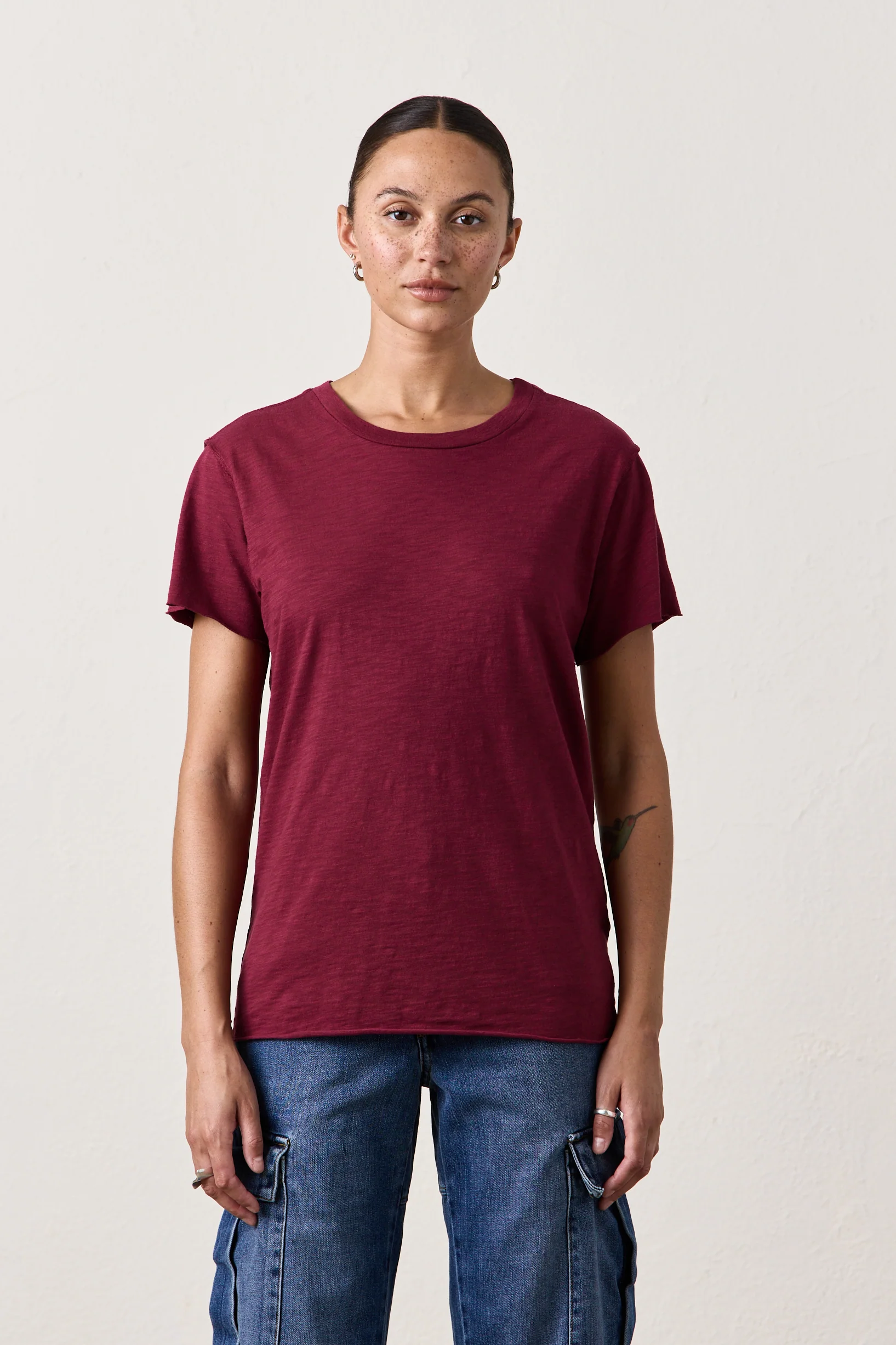 MOORE RELAXED SLUB JERSEY TEE/ DARK CHERRY - Renuaun