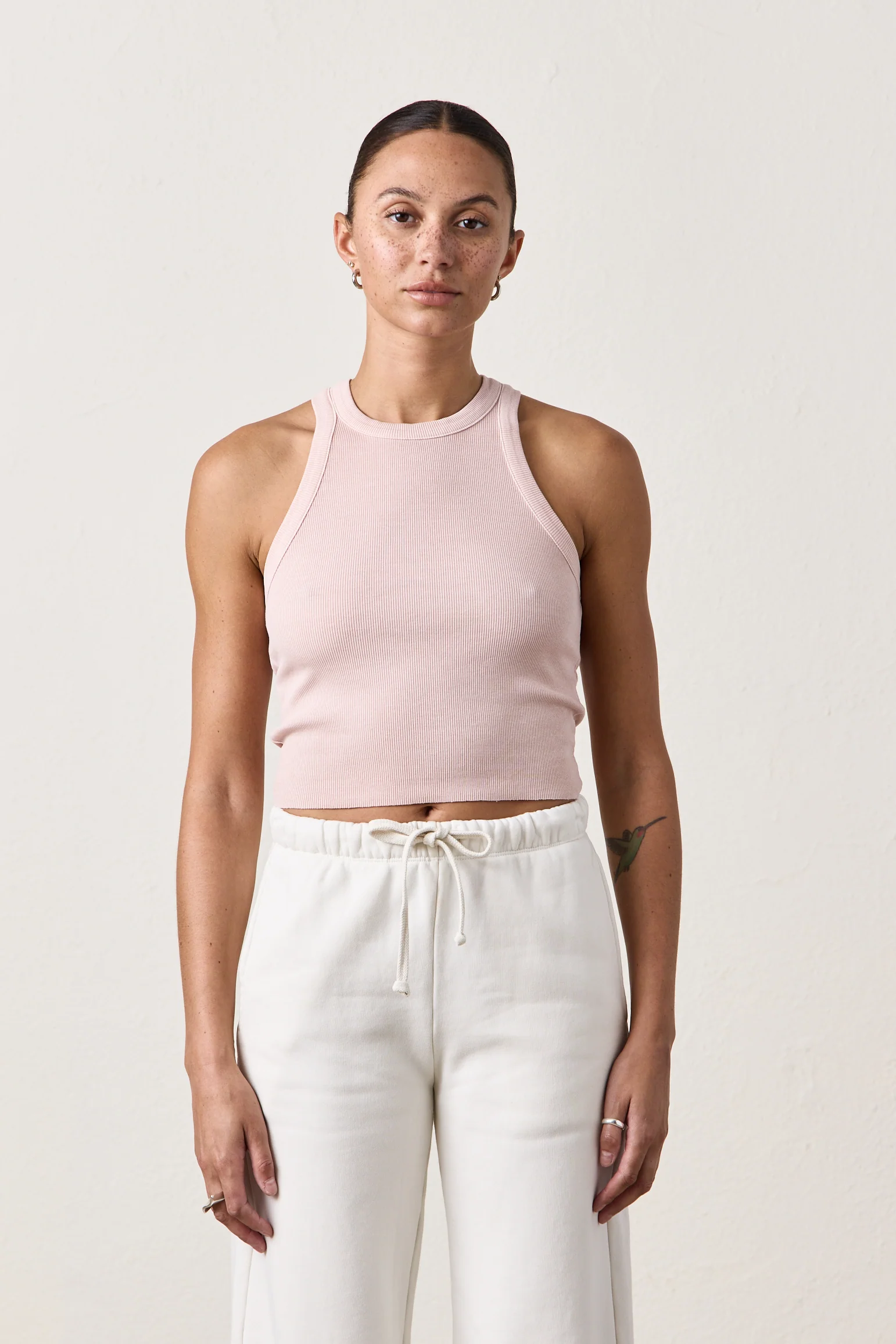 AMAYA FITTED CROP RIB TANK / ROSY - Renuaun