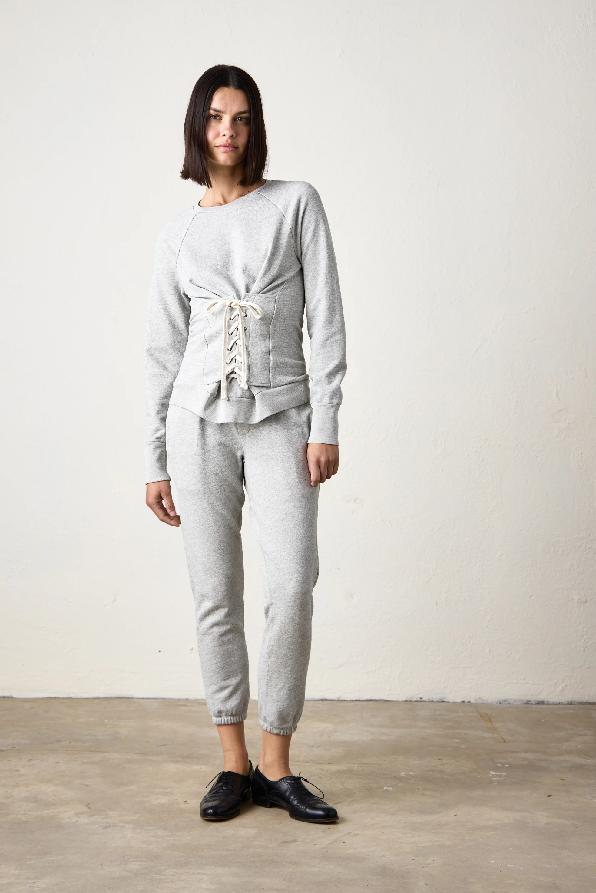 NSF Elio Corset Vintage Terry Crew - Heather Gray - Renuaun