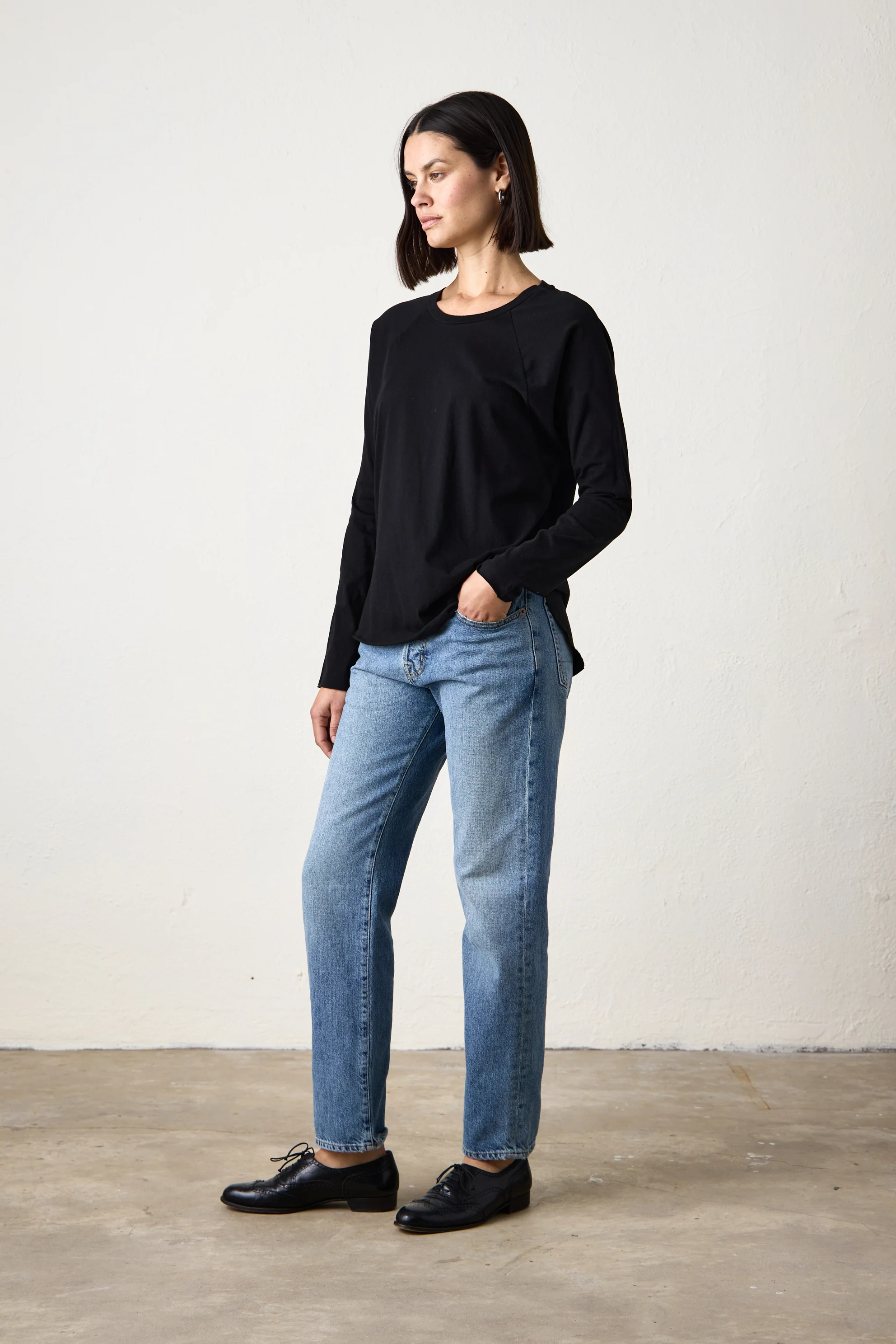 BROCK FINE JERSEY DOLMAN TEE / BLACK - Renuaun