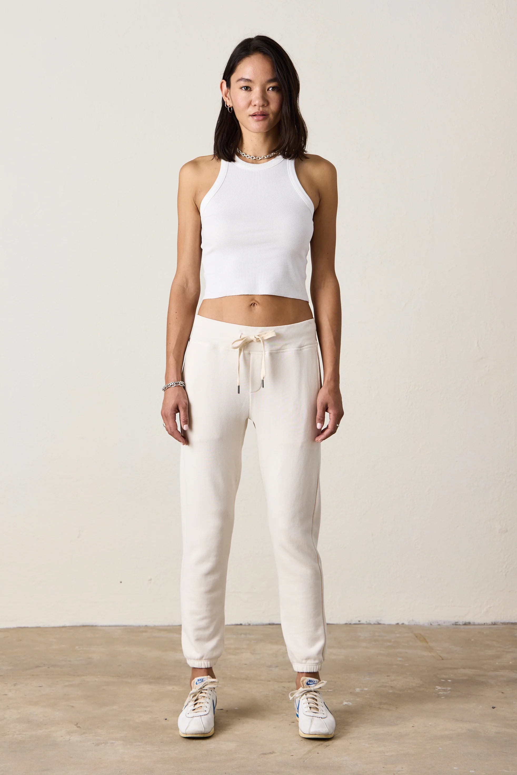 NSF Sayde Slim Loop Terry Sweatpant - Ivory - Renuaun