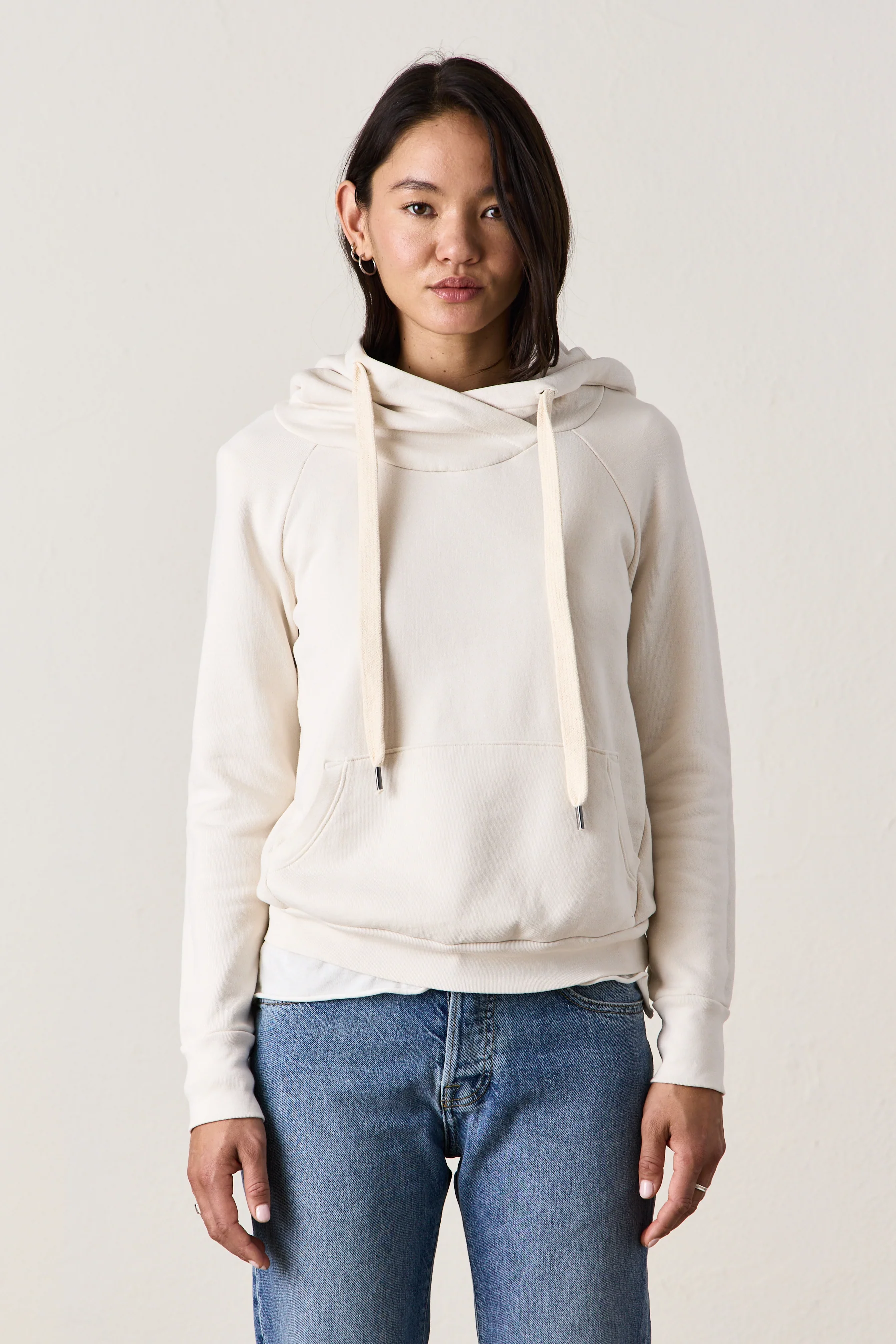 NSF Lisse Fitted Loop Terry Hoodie - Ivory - Renuaun