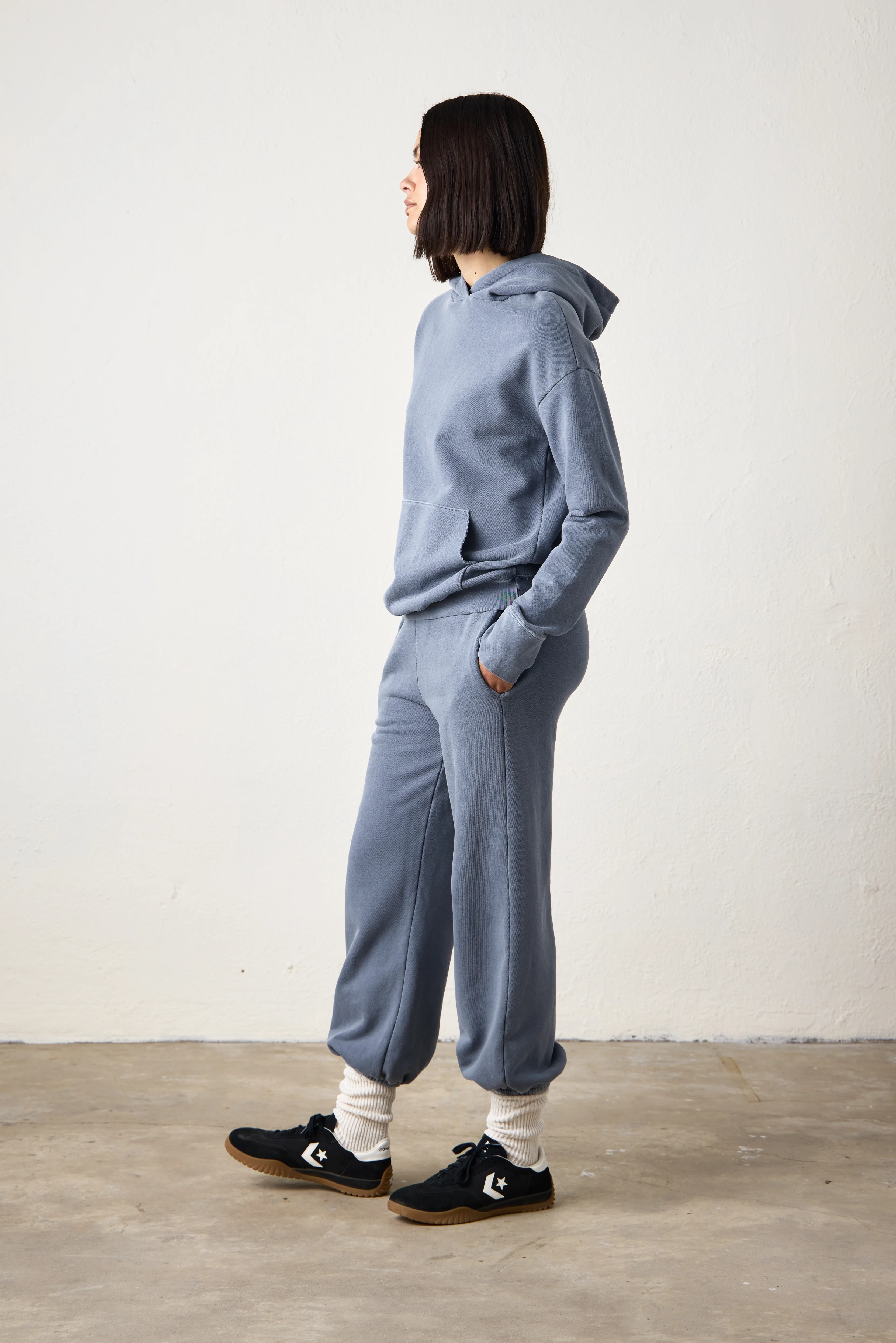 ELLIS RELAXED LOOP TERRY HOODY / HEATHER INDIGO - Renuaun