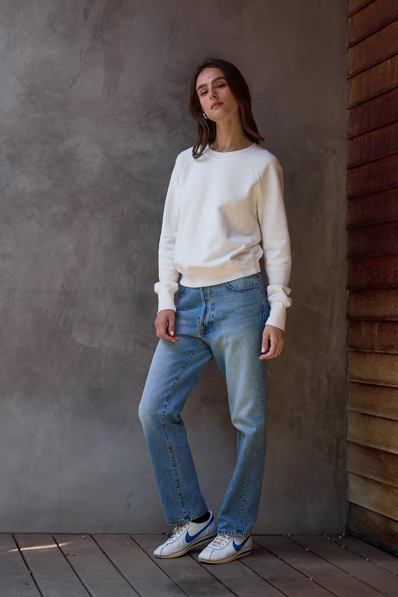NSF Saguro Chic Loop Terry Sweatshirt - Soft White - Renuaun