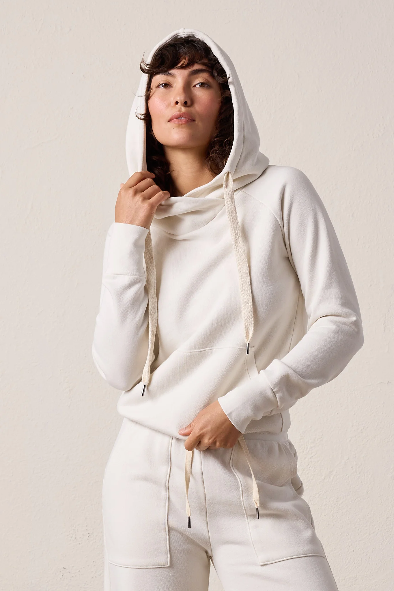 NSF Lisse Fitted Loop Terry Hoodie - Soft White - Renuaun