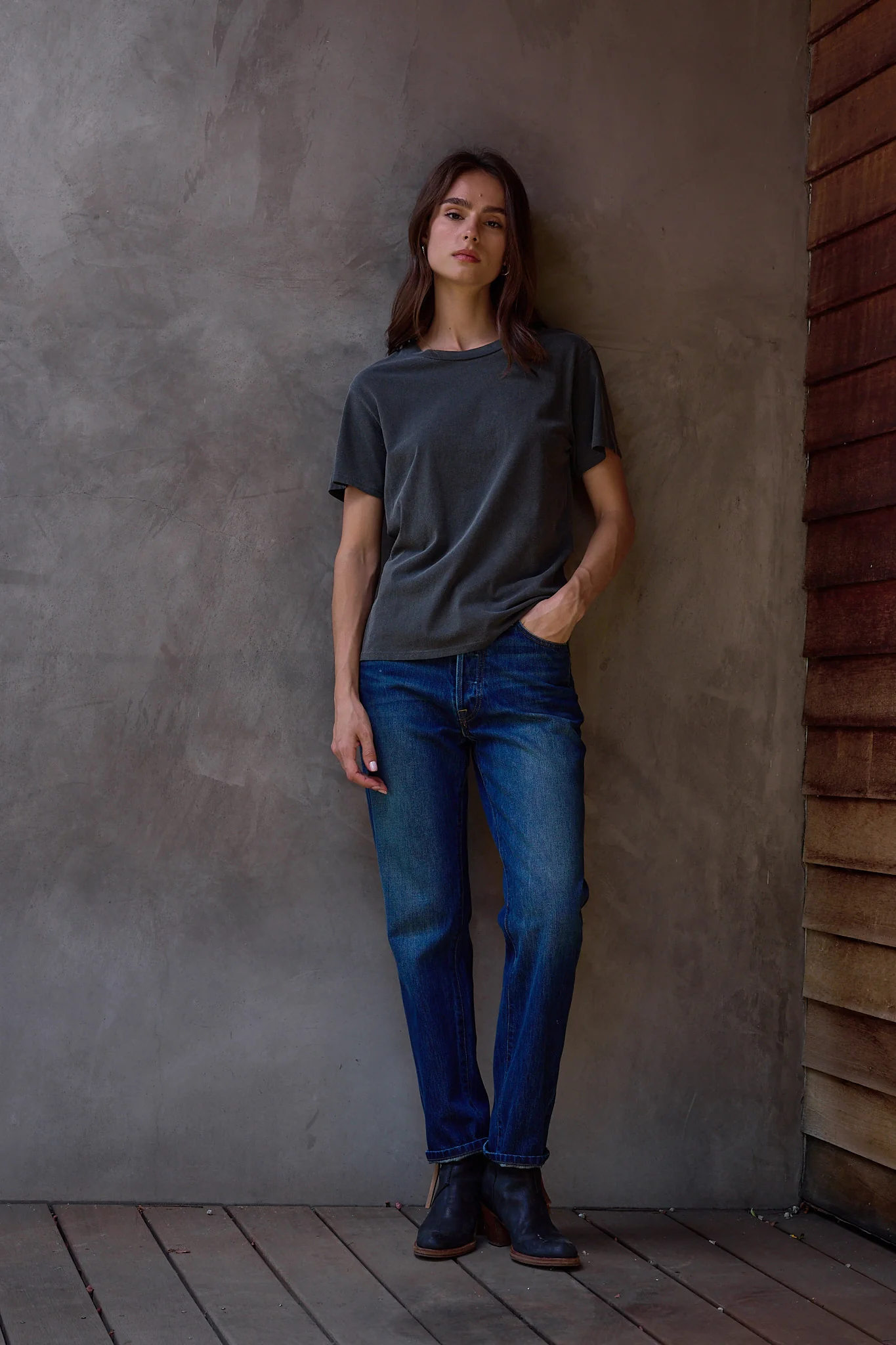 NSF Billy Relaxed Fine Jersey Tee - Faded Black - Renuaun