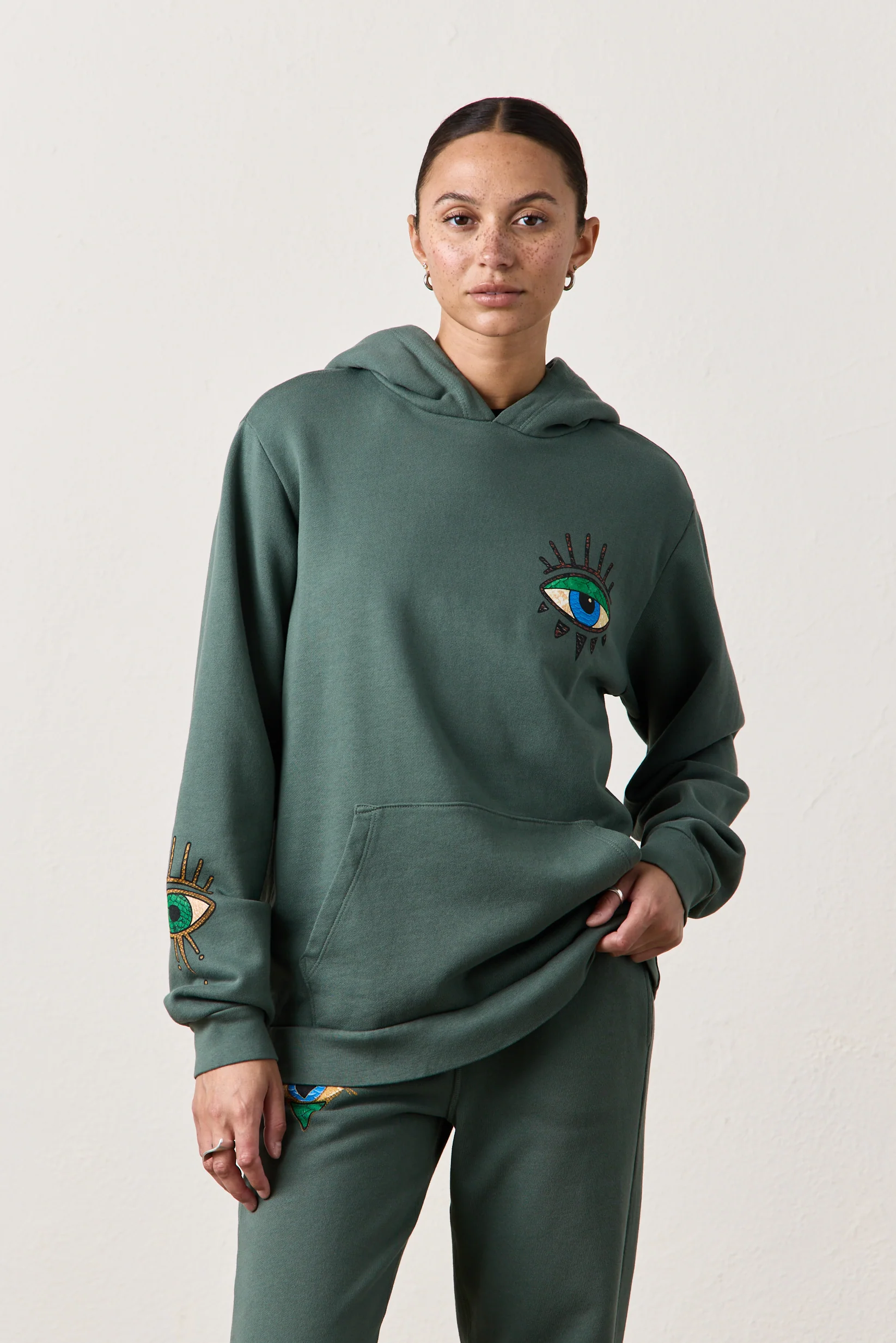 NSF X Jacquie Aiche - Down to Earth Loop Terry Hoodie - Sage - Renuaun