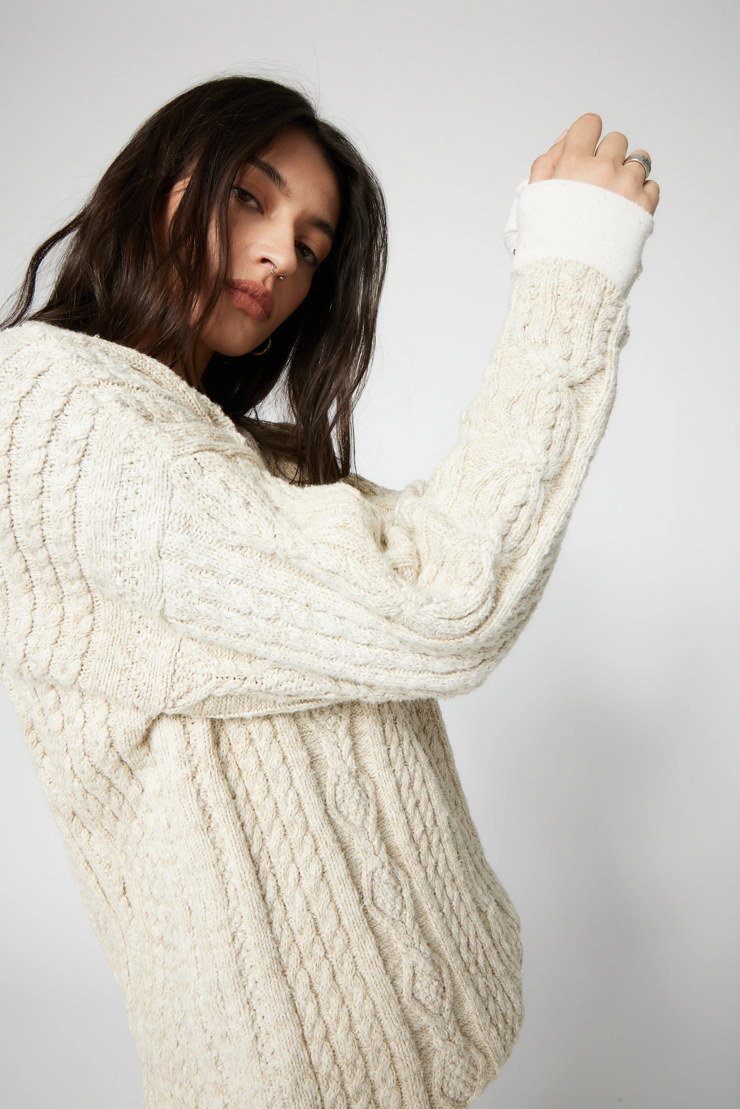 NSF SRPLS 90S ERA Cable Sweater - Oatmeal - Renuaun