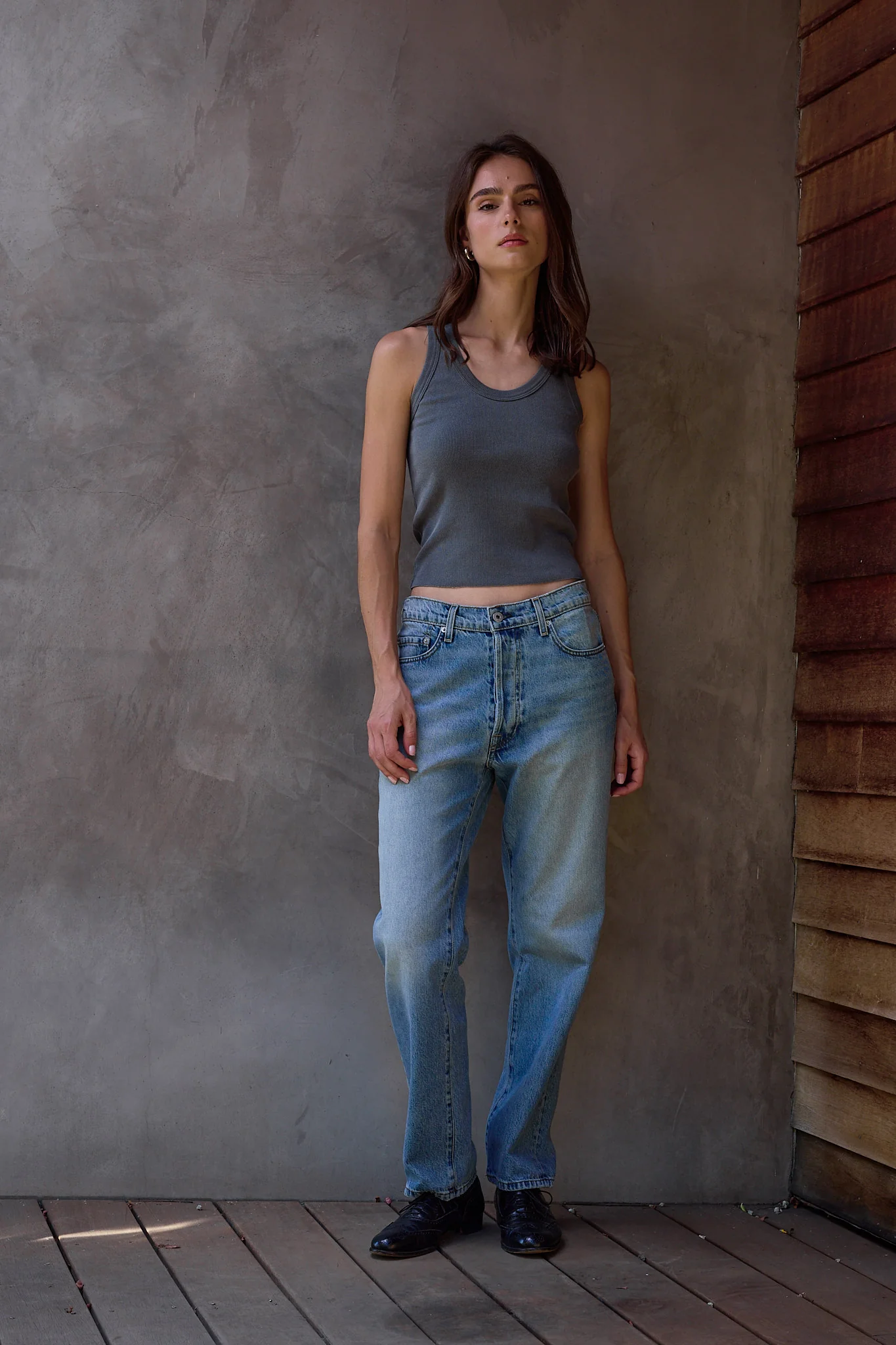 NSF Violet Fitted Baby Rib U Tank - Faded Black - Renuaun