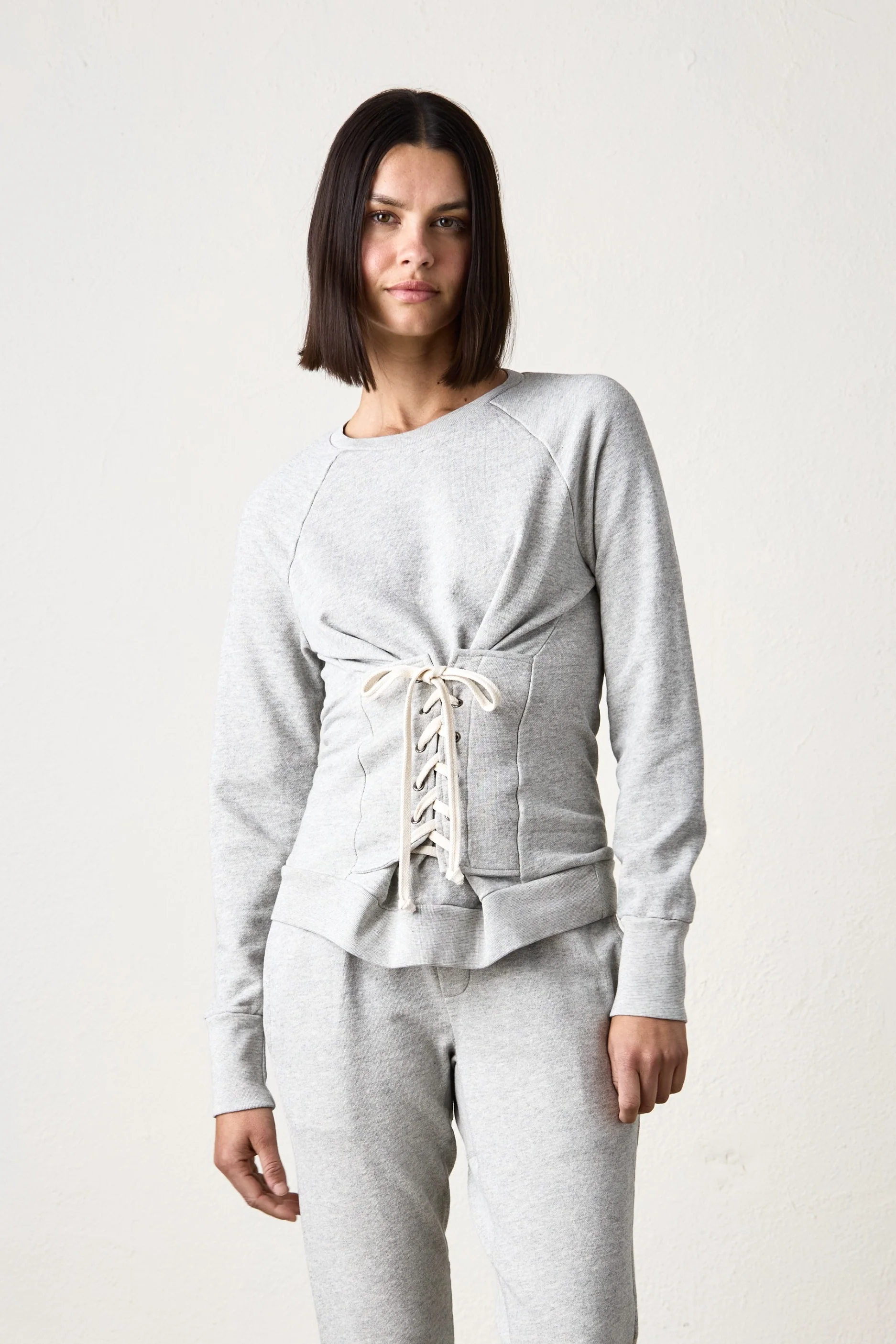 NSF Elio Corset Vintage Terry Crew - Heather Gray - Renuaun