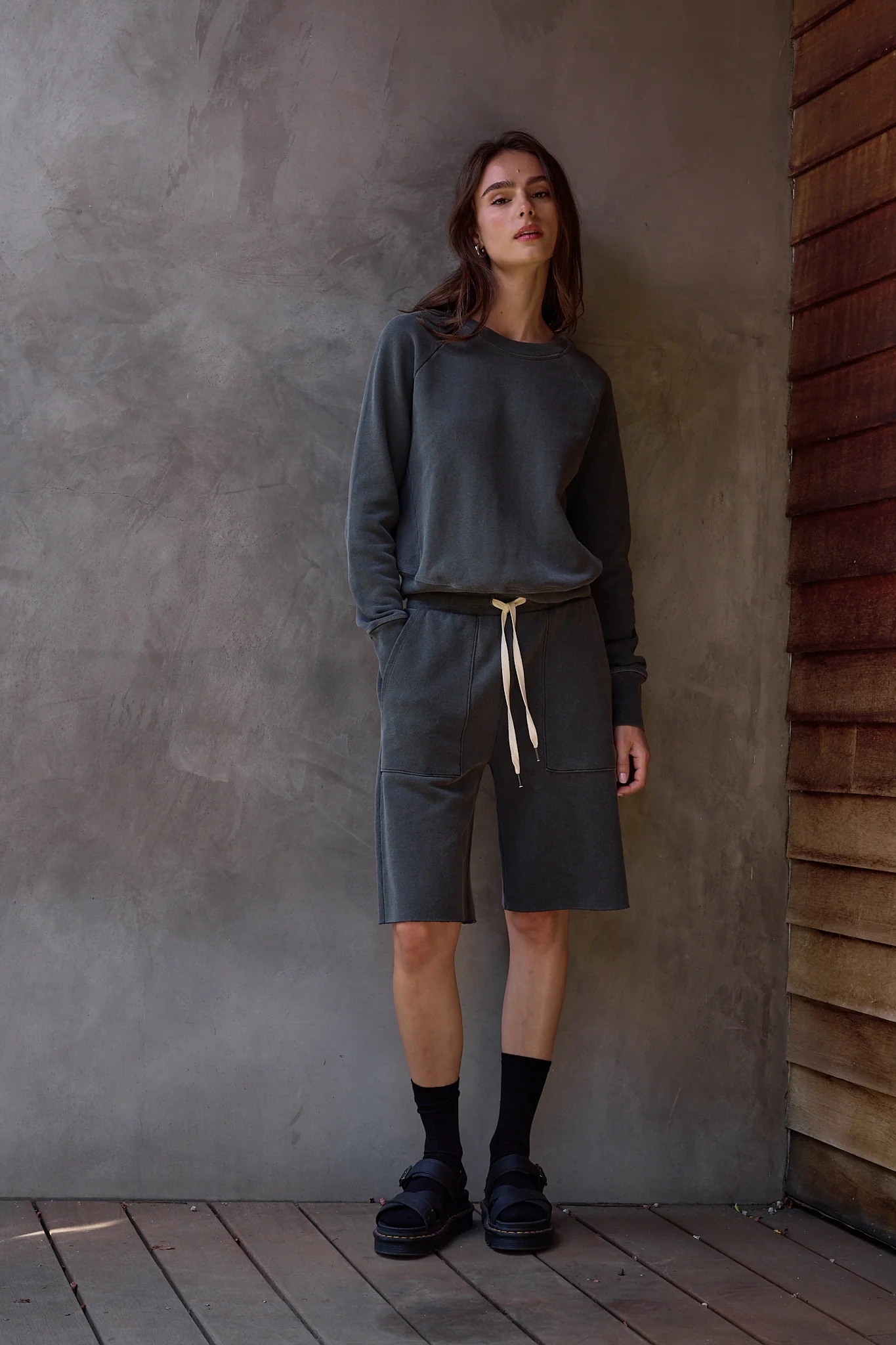 NSF Saguro Chic Loop Terry Sweatshirt - Faded Black - Renuaun