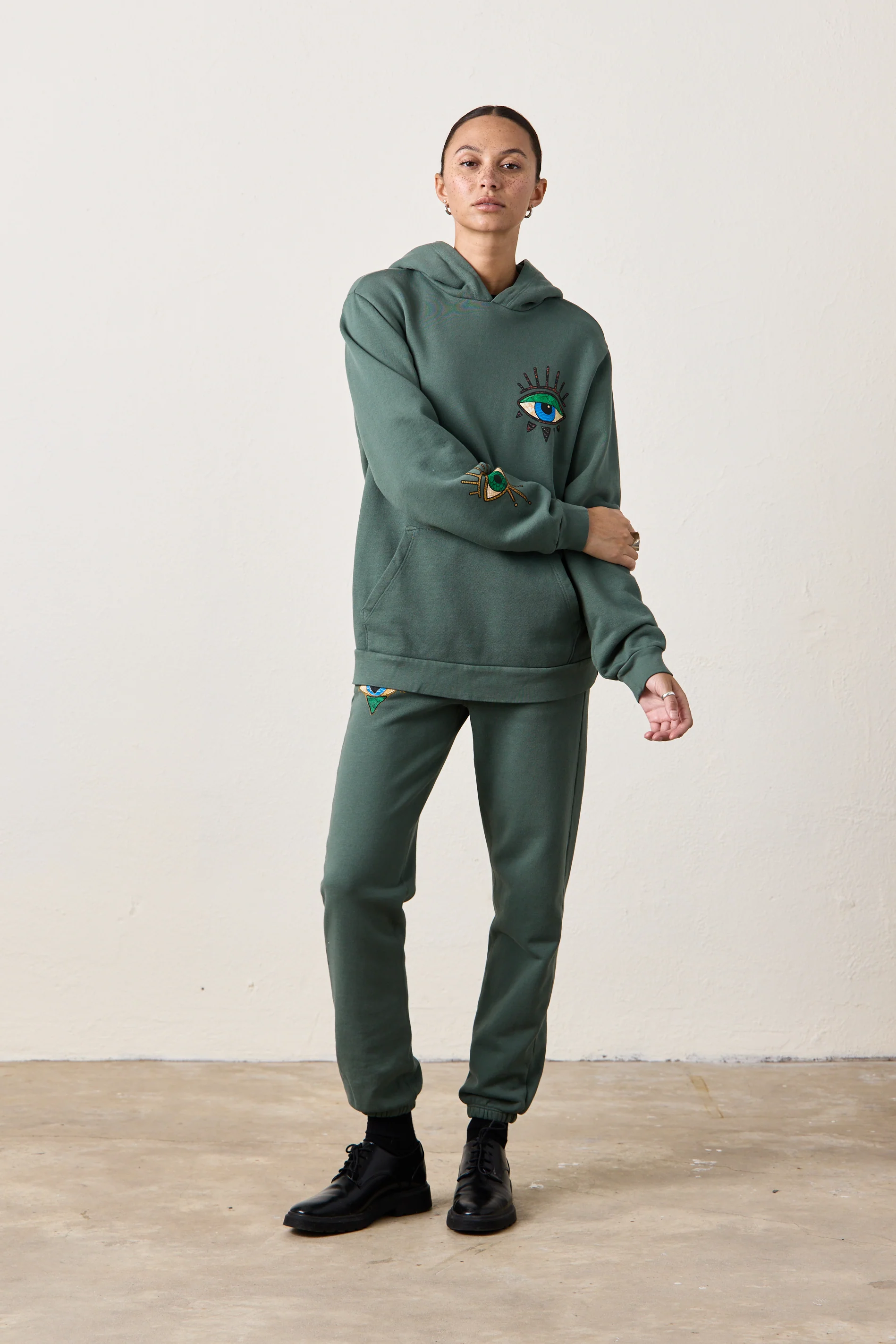 NSF X Jacquie Aiche - Down to Earth Loop Terry Hoodie - Sage - Renuaun