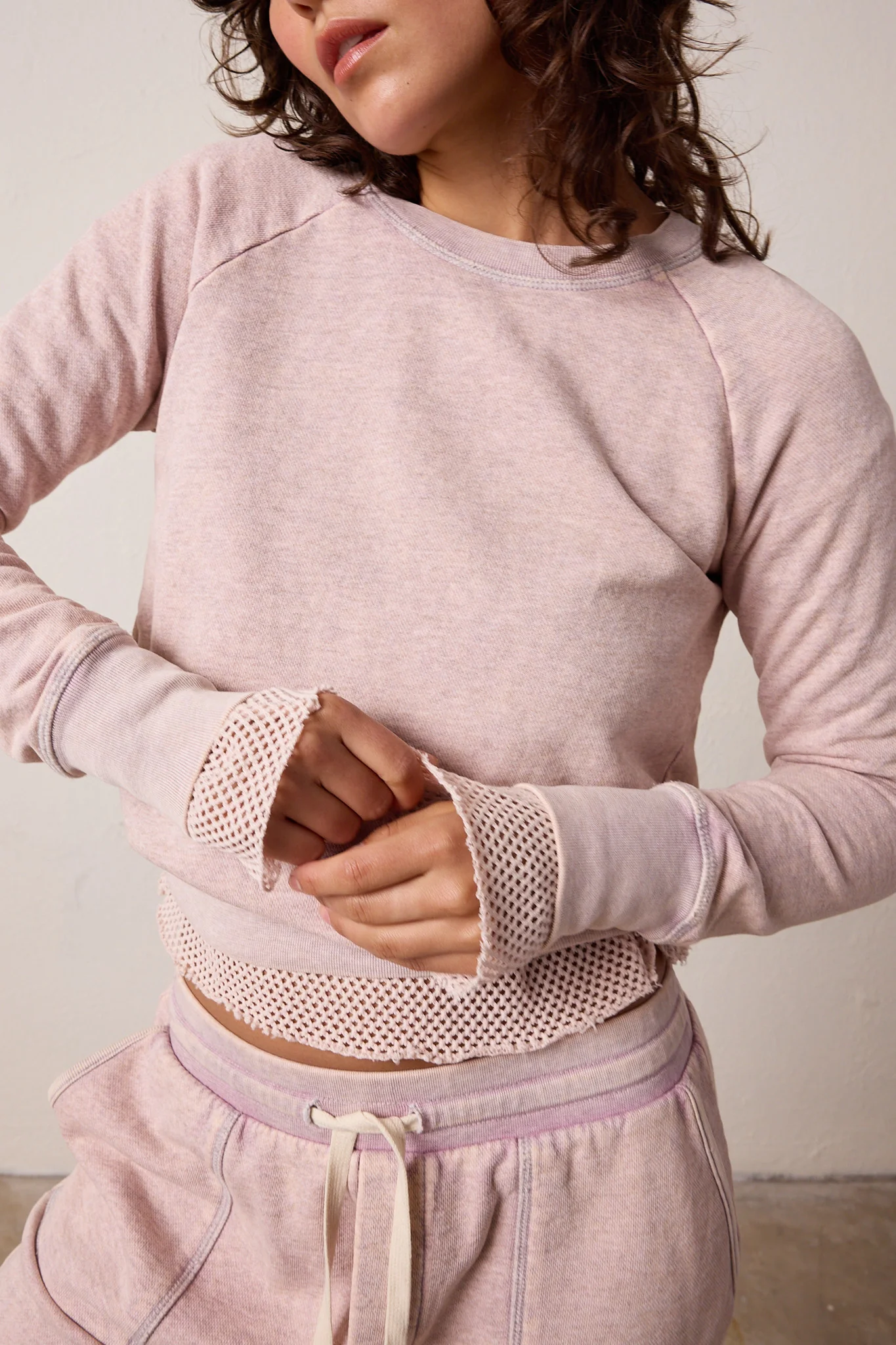 NSF Saguro Chic Vintage Terry Sweatshirt - Pink Perl Heather - Renuaun