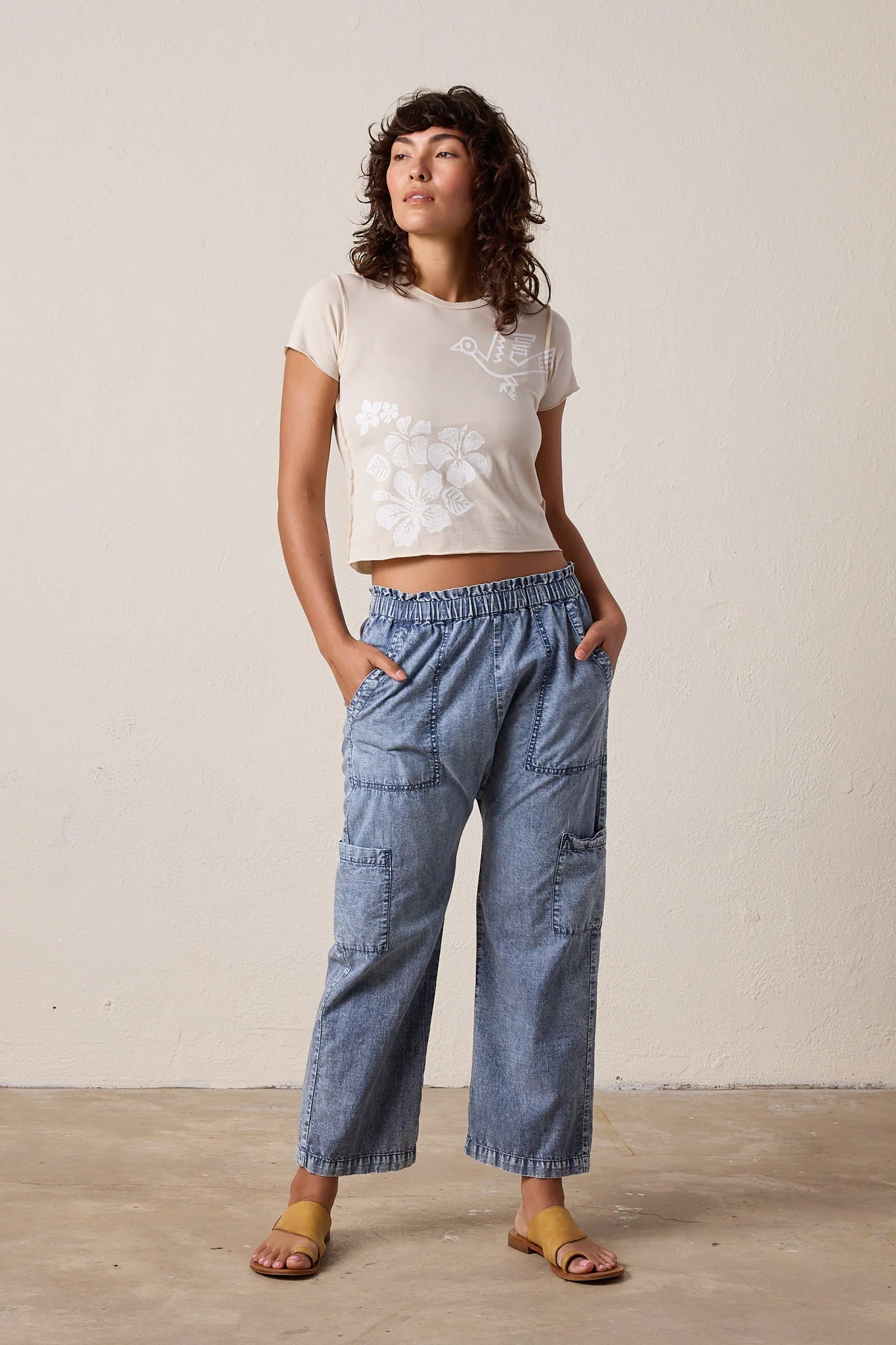 NSF Shailey Chambray Paperbag Waist Pant - Indigo Cloud - Renuaun