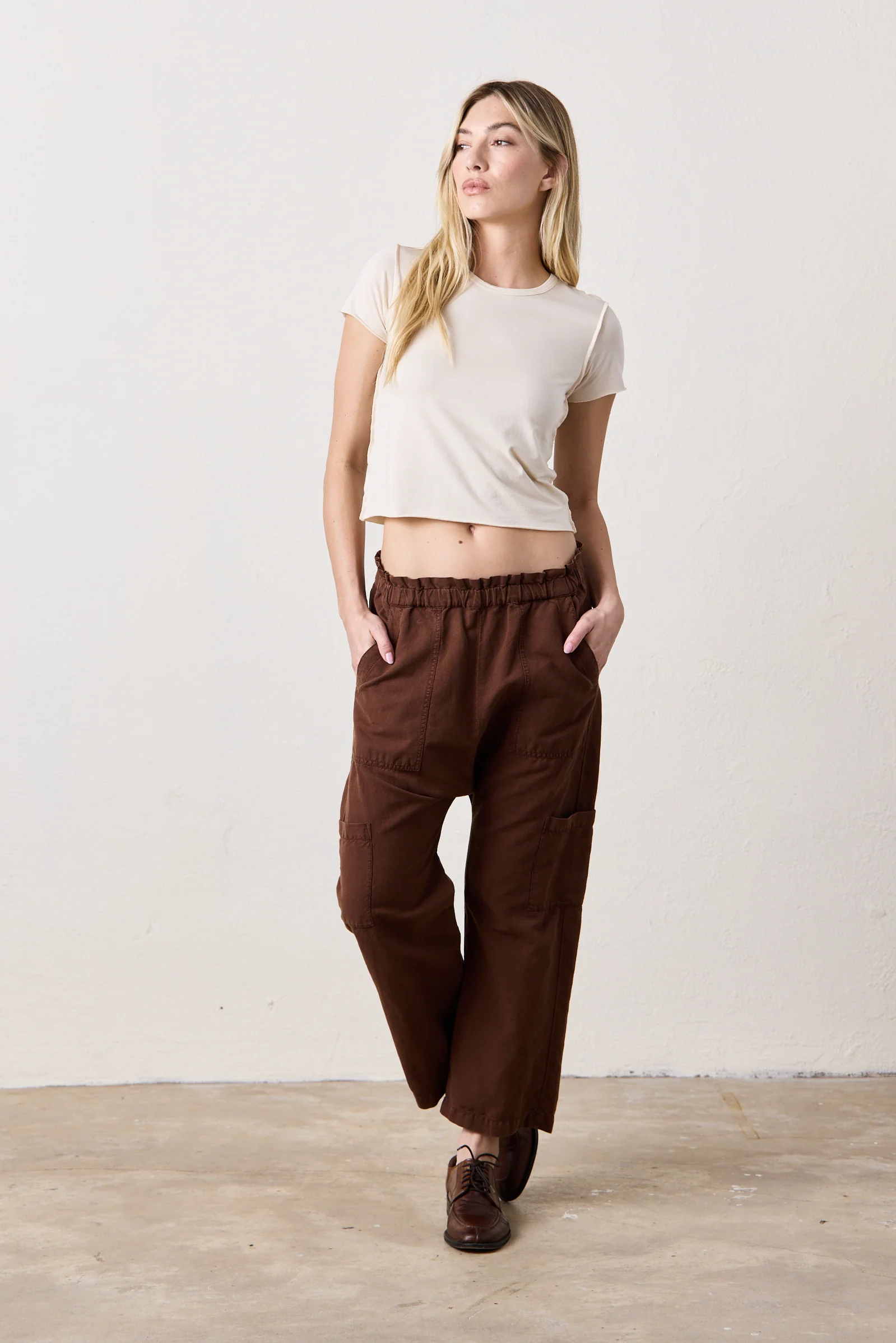 NSF Tara Lux Jersey Mini Crew Tee - Ivory - Renuaun