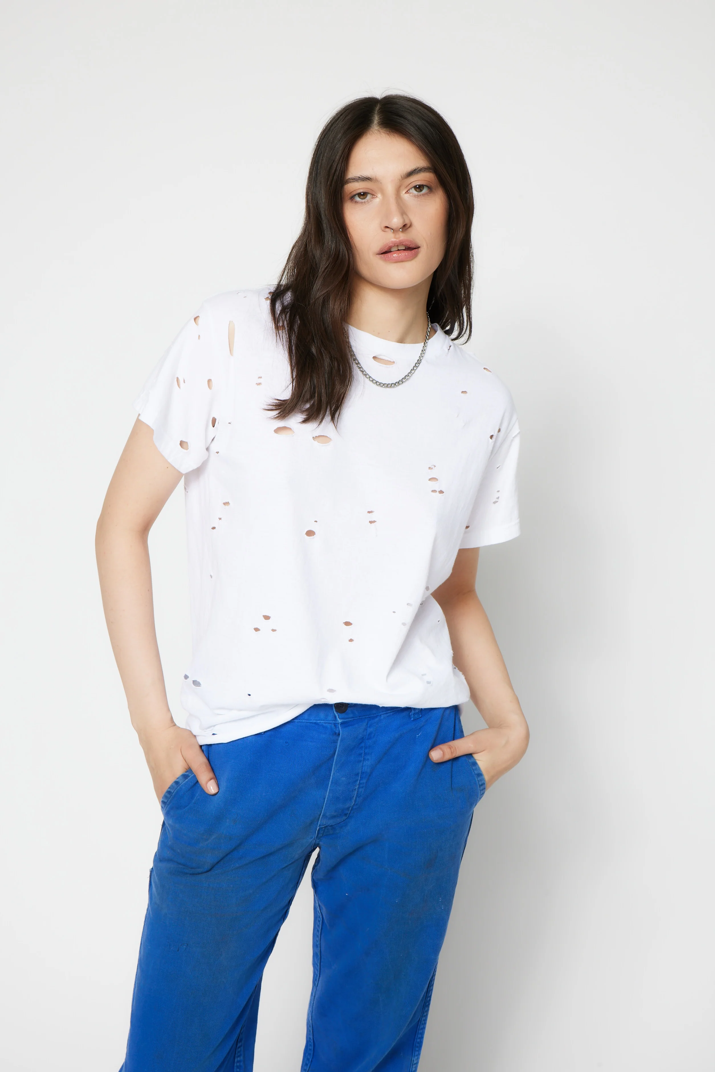 NSF SRPLS Destroyed Basic Training Tee - White - Renuaun