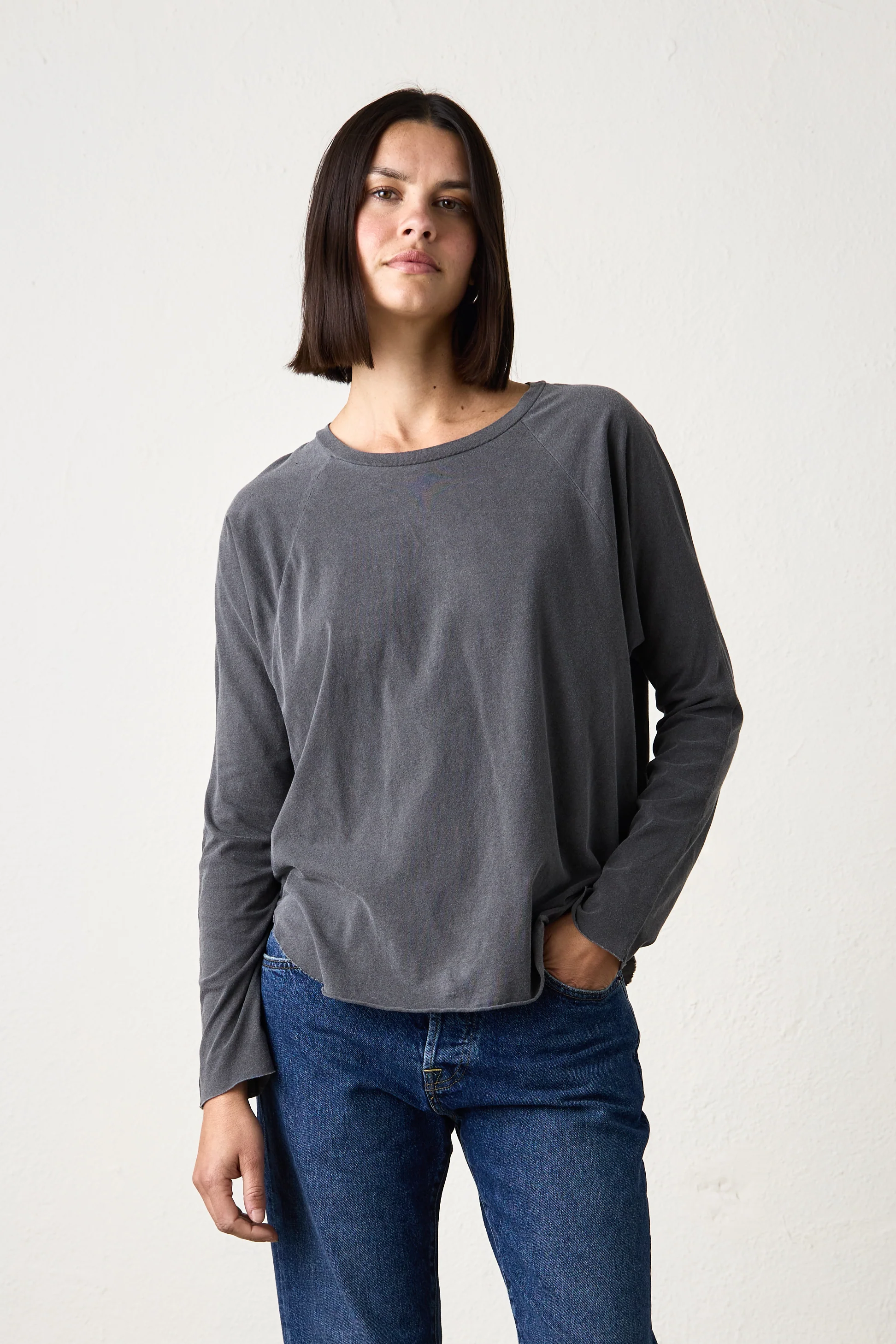 BROCK FINE JERSEY DOLMAN TEE / FADED BLACK - Renuaun