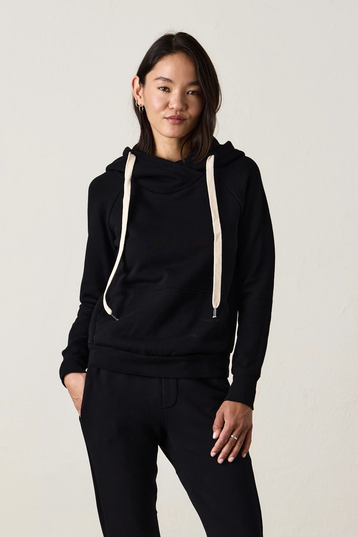 NSF Lisse Fitted Loop Terry Hoodie - Black - Renuaun