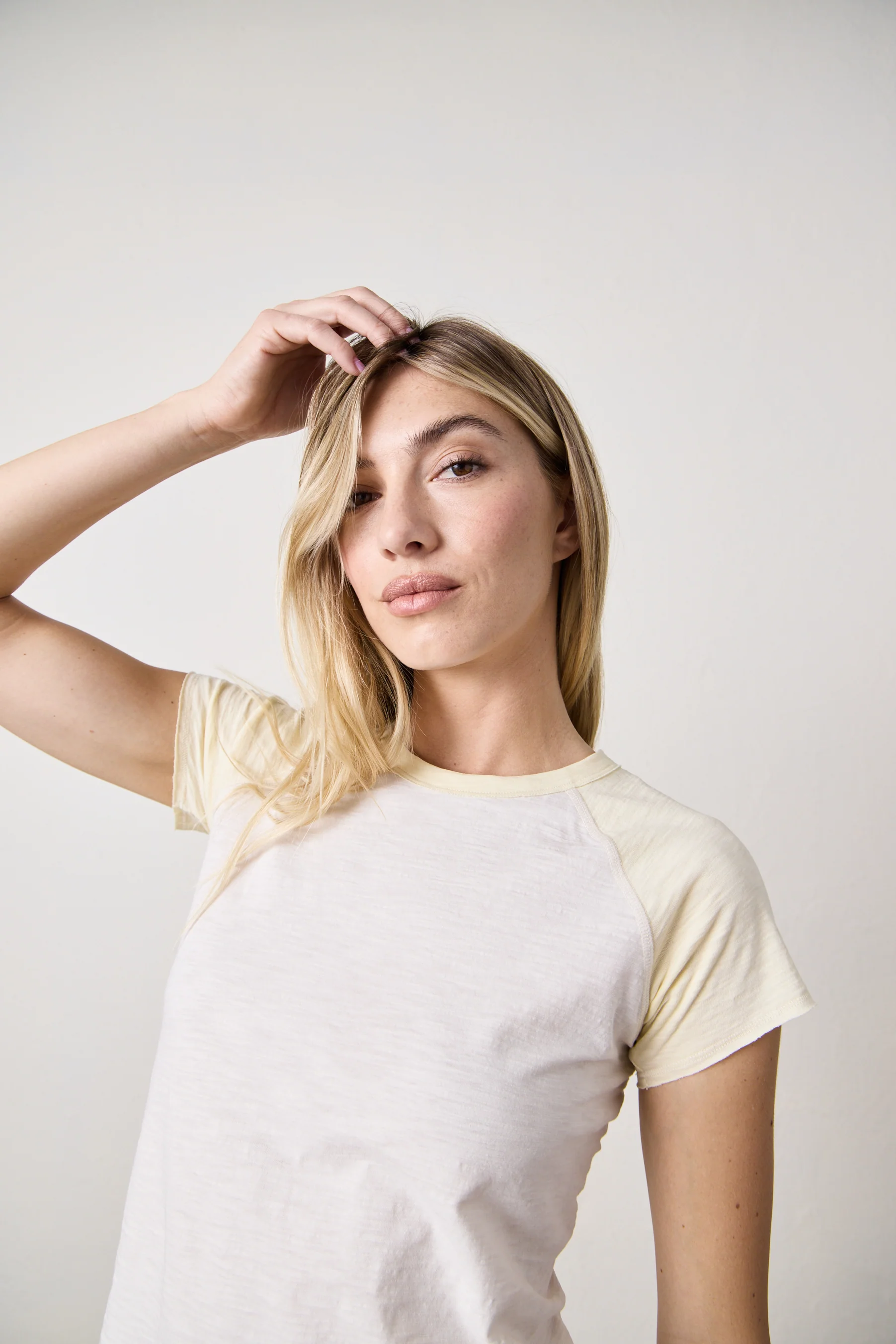 NSF Tommy Slub Jersey Raglan Tee - Ivory/Lemonade - Renuaun