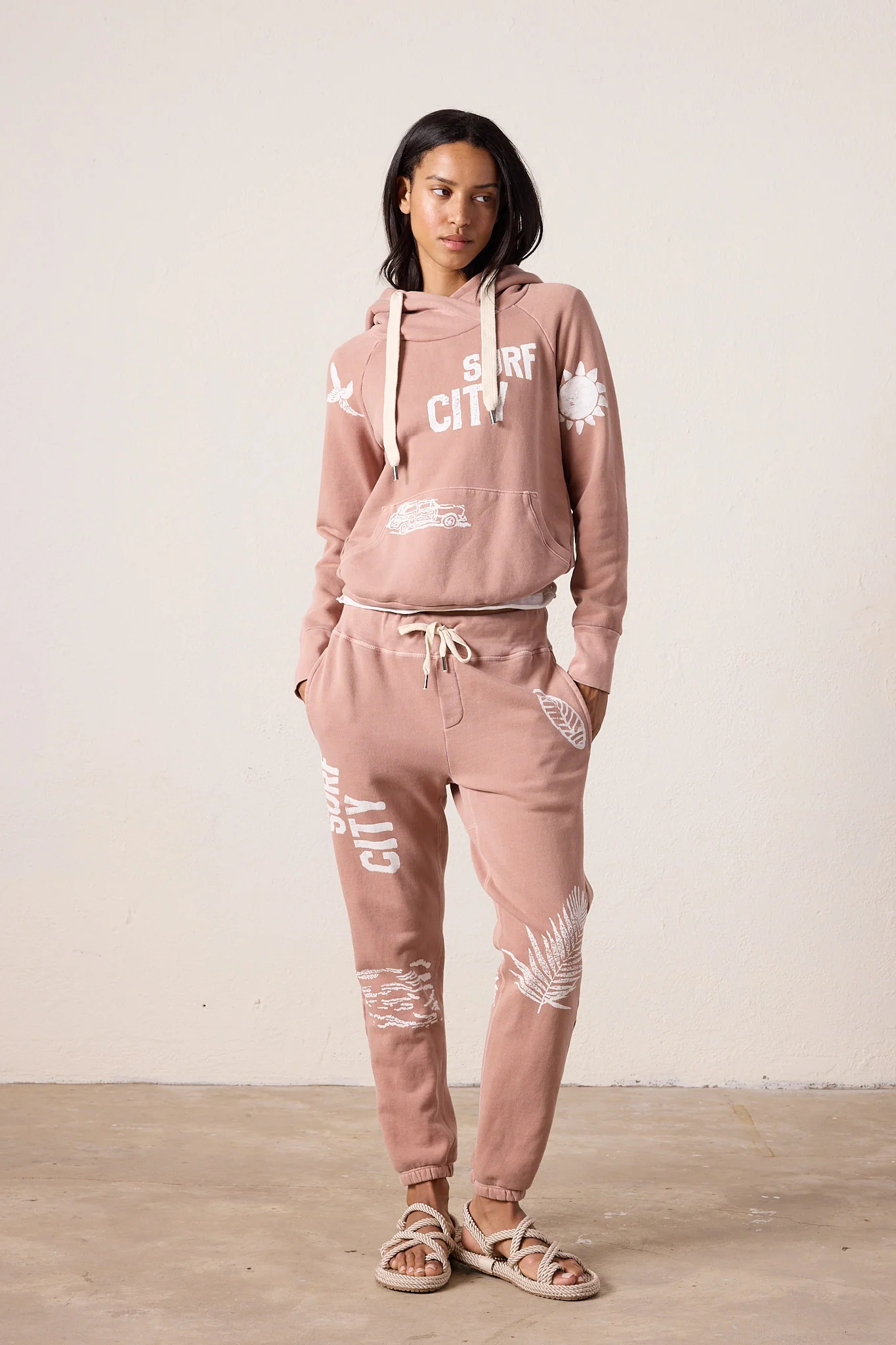 NSF Sayde Slim Loop Terry Surf City Sweatpant - Italian Clay - Renuaun