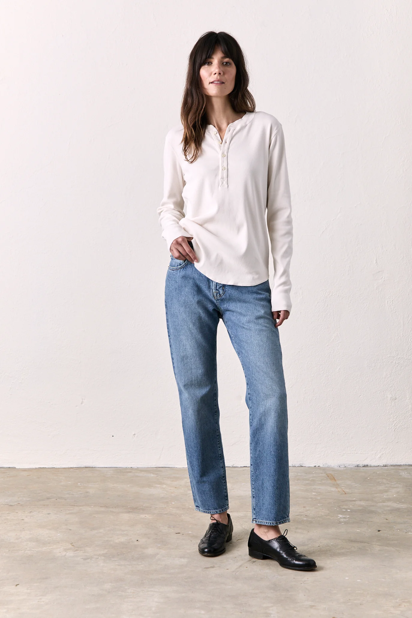 HAL RIB HENLEY / SOFT WHITE - Renuaun