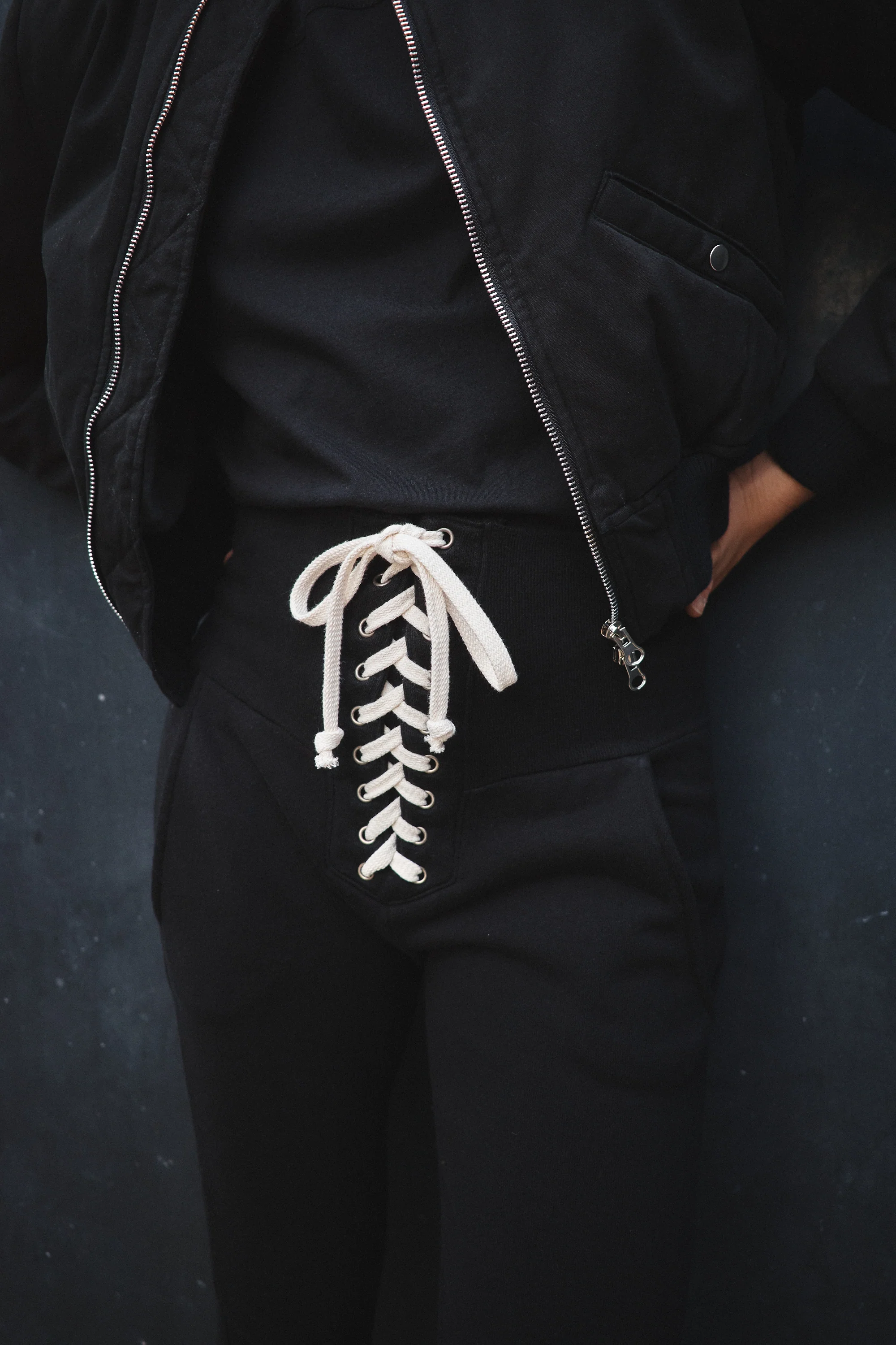 NSF Maren Corset Loop Terry Sweatpant - Black - Renuaun