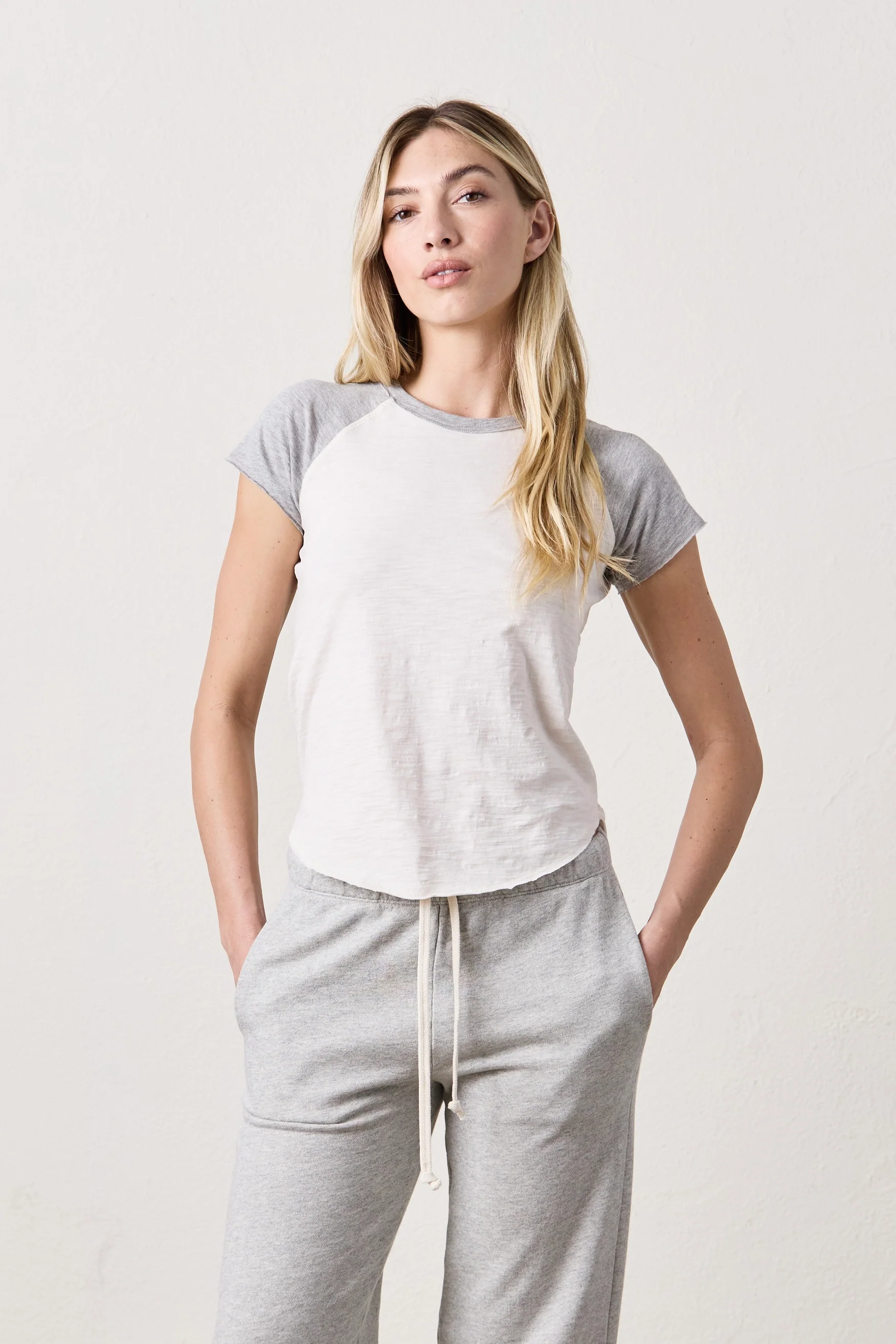 NSF Tommy Slub Jersey Raglan Tee - Ivory/Heather Gray - Renuaun