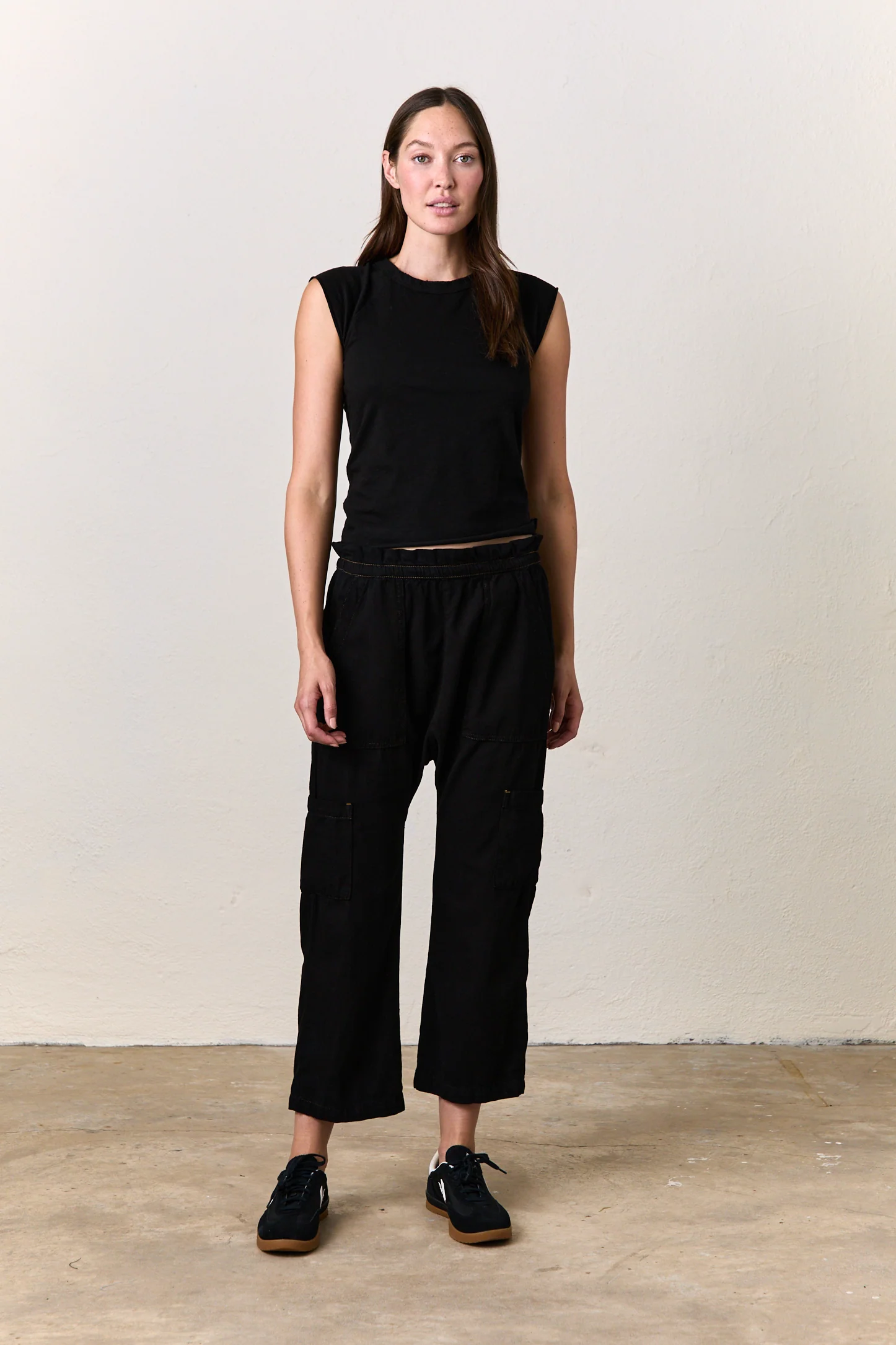 NSF Shailey Paperbag Waist Cotton Pant / Over Dye Black - Renuaun