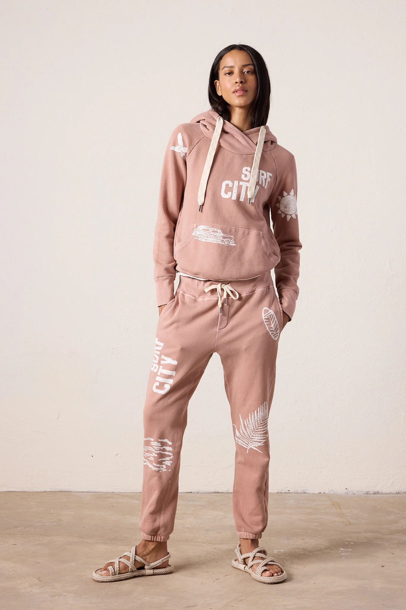 NSF Sayde Slim Loop Terry Surf City Sweatpant - Italian Clay - Renuaun