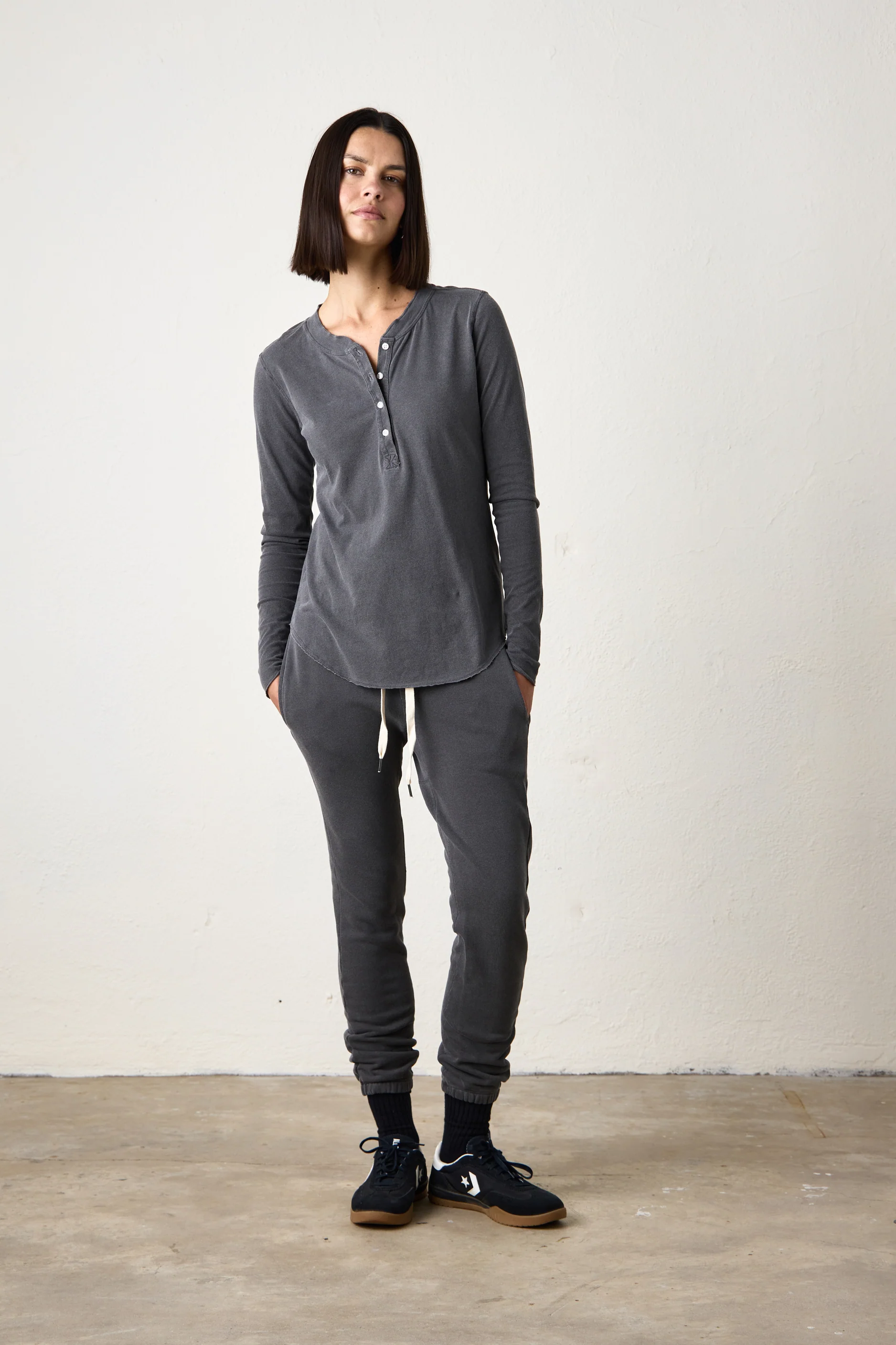 HAL FINE JERSEY HENLEY / FADED BLACK - Renuaun