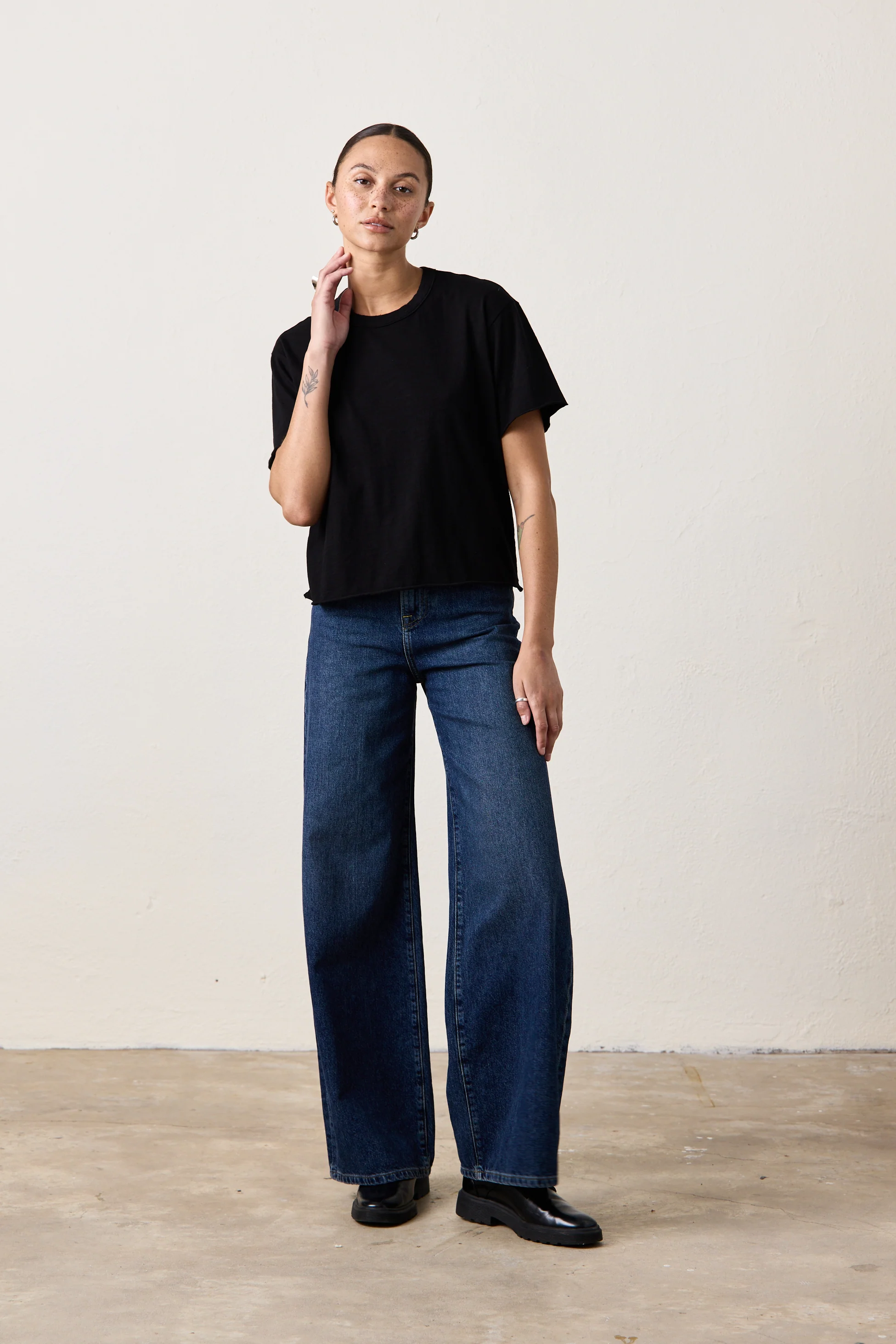 HARPER BOXY SLUB JERSEY TEE / BLACK - Renuaun