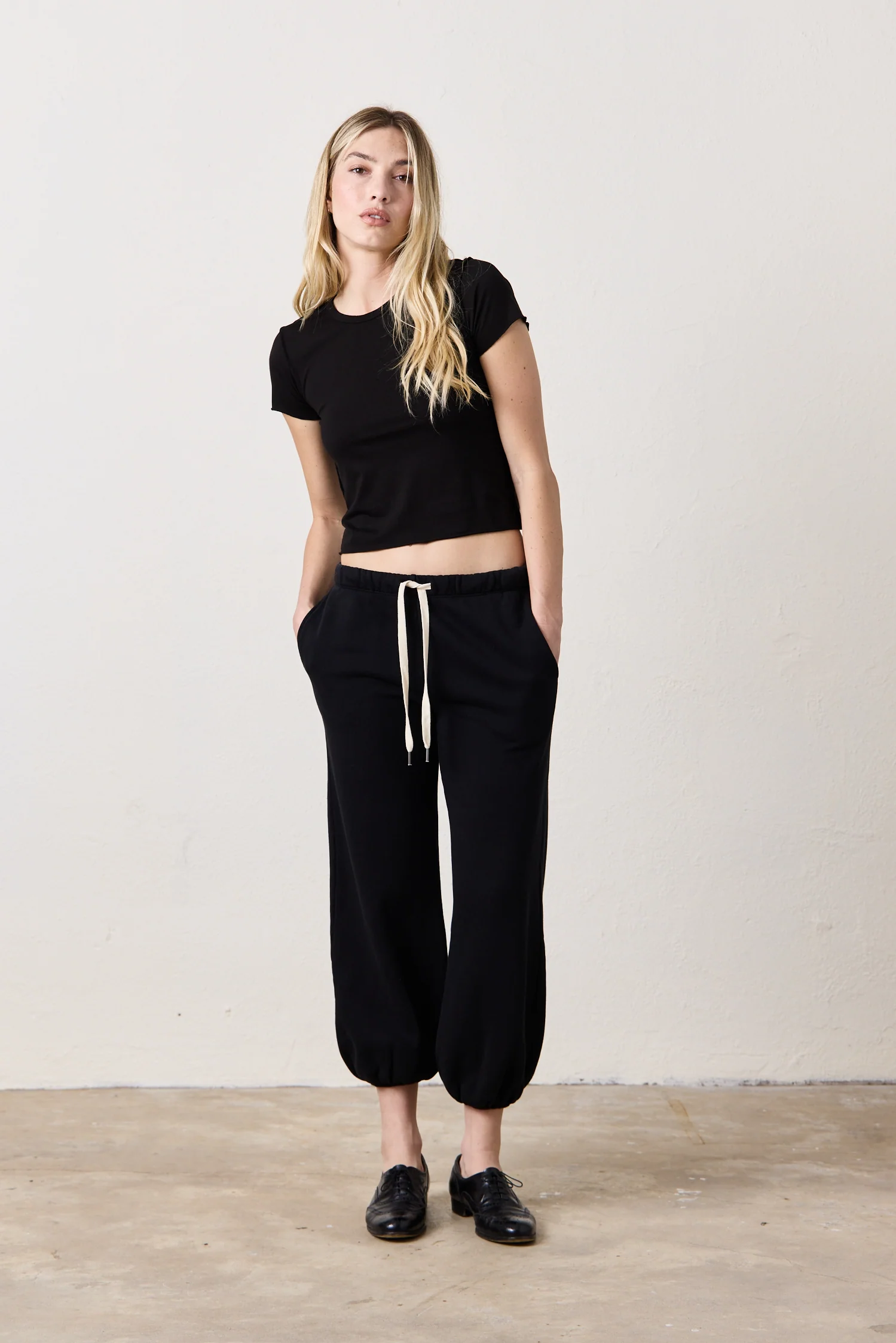 NSF Tara Lux Jersey Mni Crew Tee - Black - Renuaun