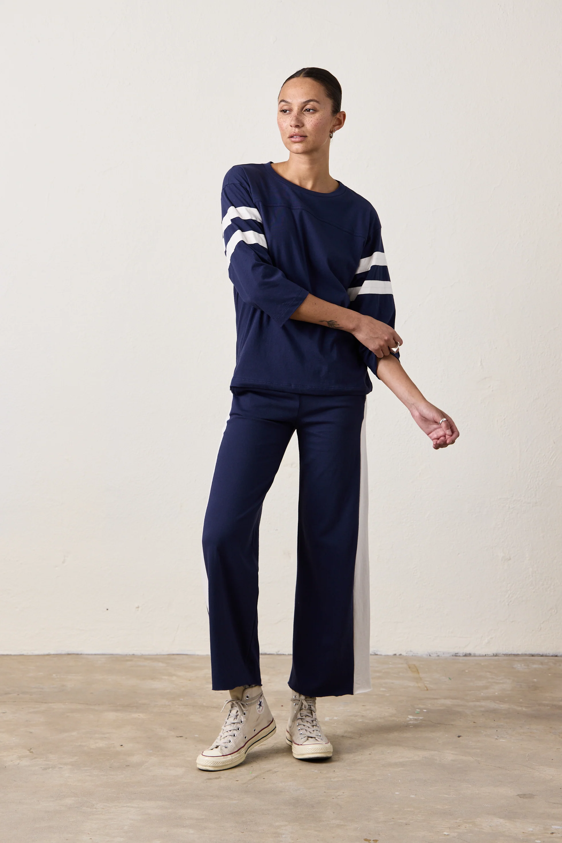 HART FINE JERSEY FOOTBALL TEE / NAVY/IVORY - Renuaun