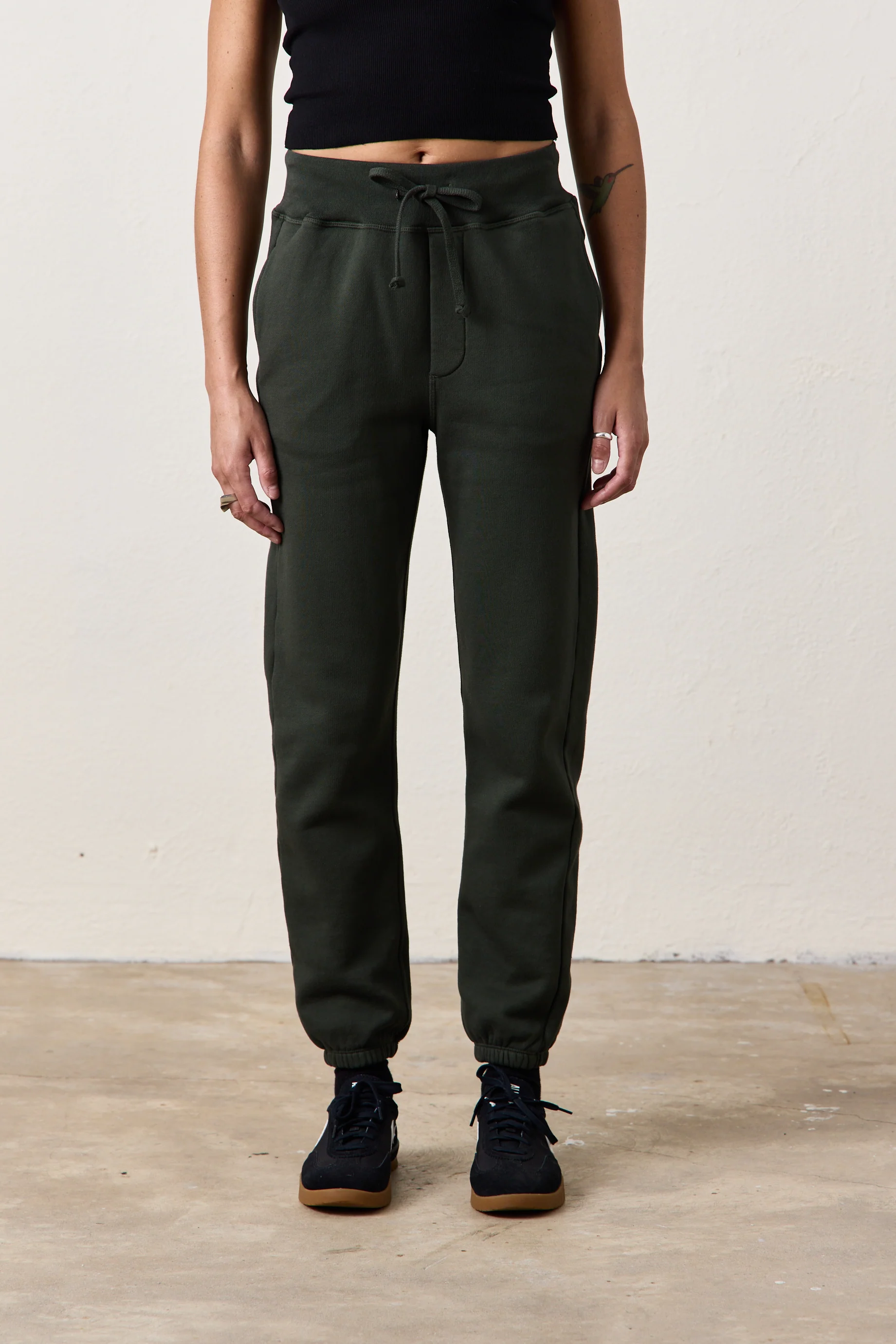 ISABELLA HIGH WAIST COZY FLEECE SWEATPANT / DARK / OLIVE - Renuaun