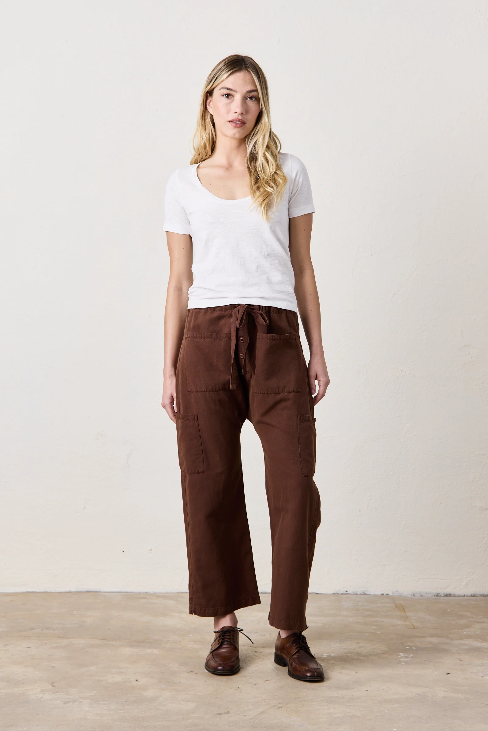 NSF Carlson Linen Cotton Tie Pant - Brindle - Renuaun