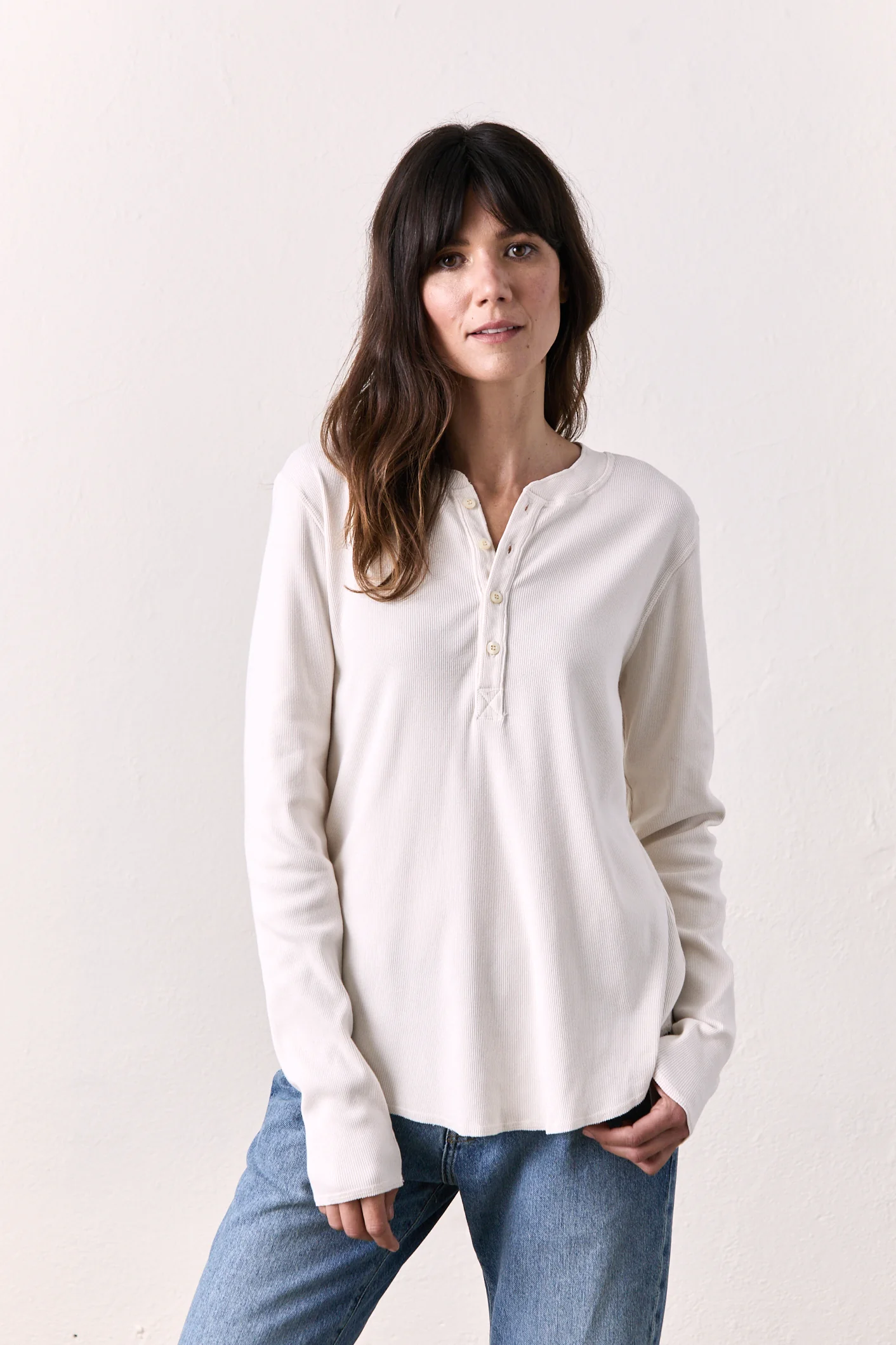 HAL RIB HENLEY / SOFT WHITE - Renuaun