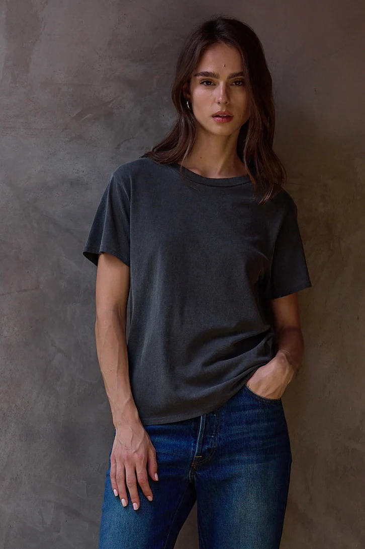 NSF Billy Relaxed Fine Jersey Tee - Faded Black - Renuaun