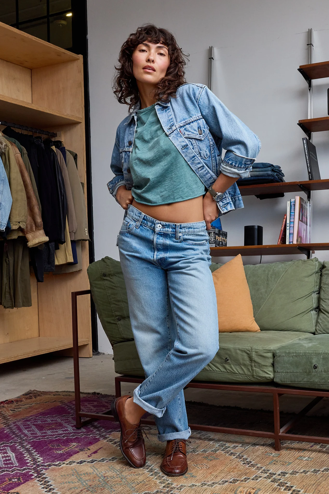 NSF Harper Boxy Slub Jersey Tee - Teal Perl Heather - Renuaun