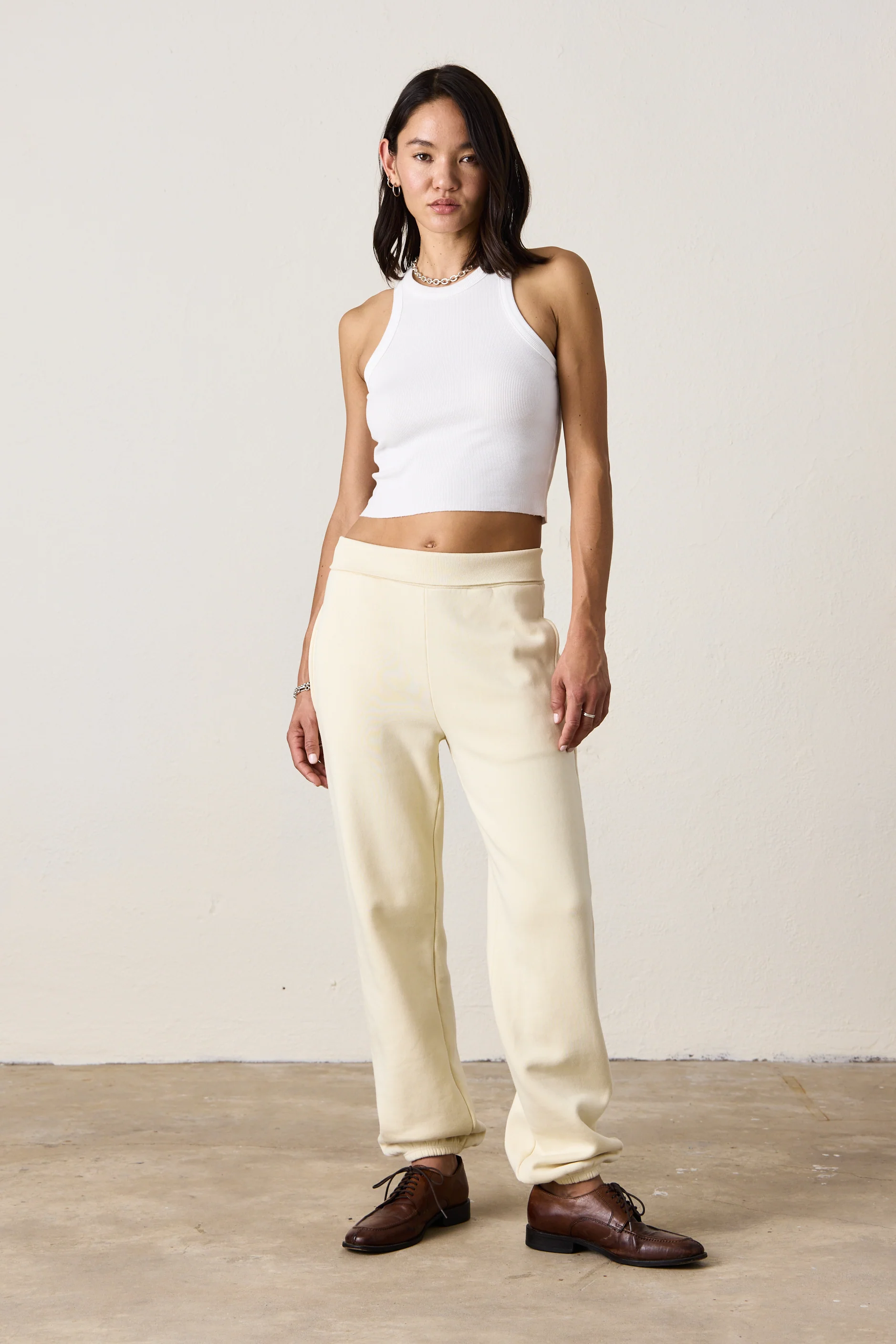 BLAKES RIB WAISTED COZY FLEECE SWEATPANT / VETTE - Renuaun