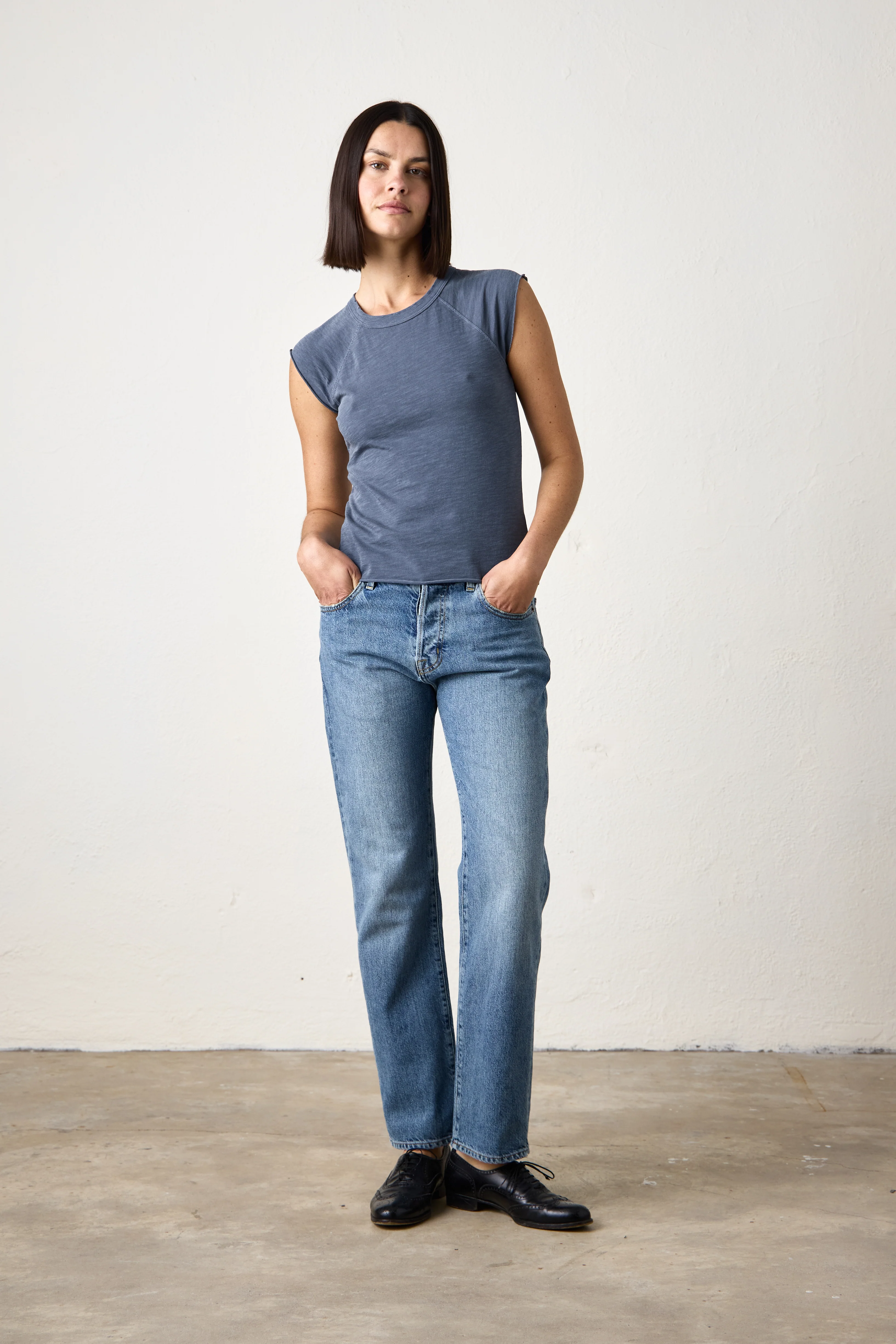 CHLOE FITTED SLUB JERSEY TEE / HEATHER INDIGO - Renuaun