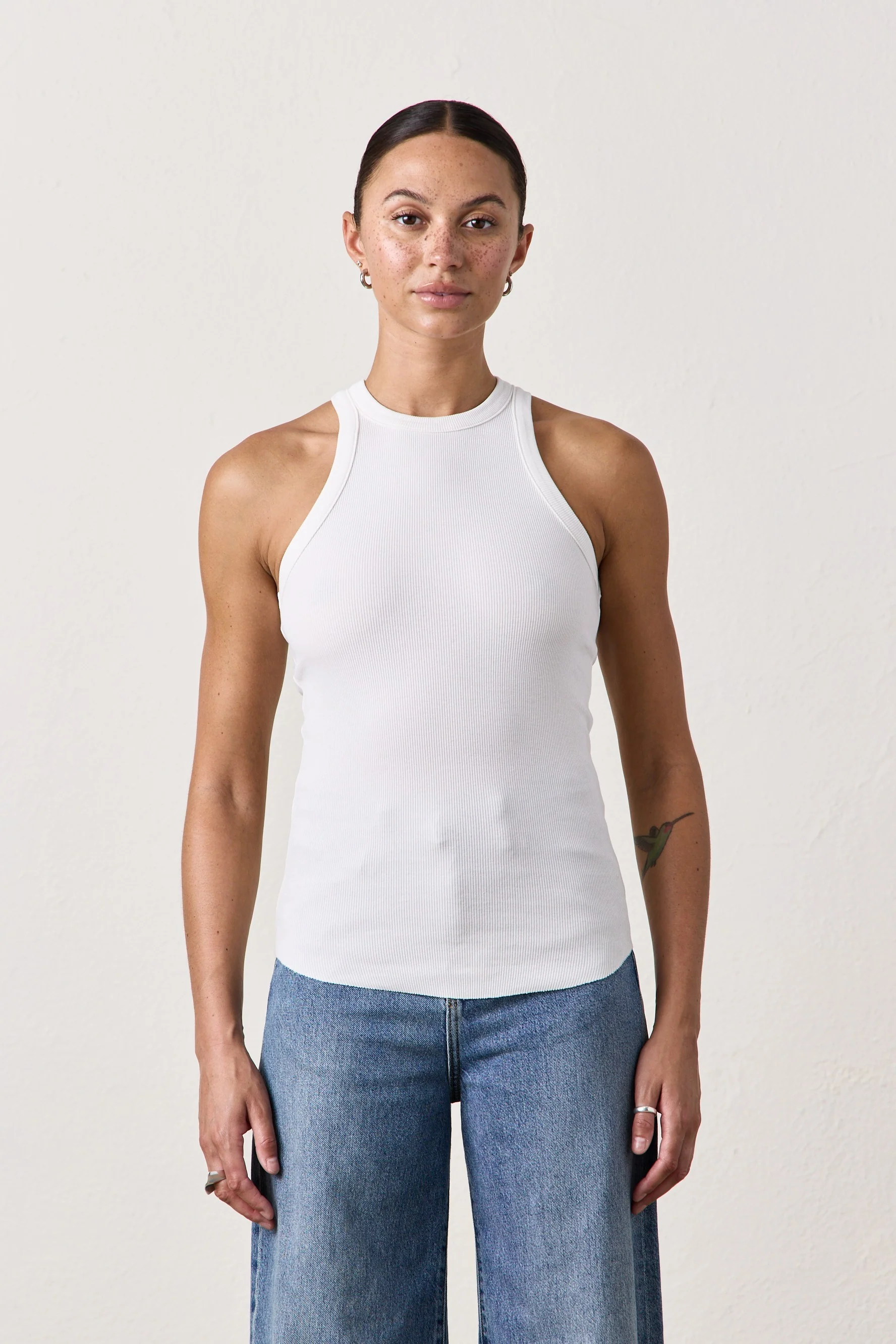 NSF Alexa Fitted Rib Tank - White - Renuaun