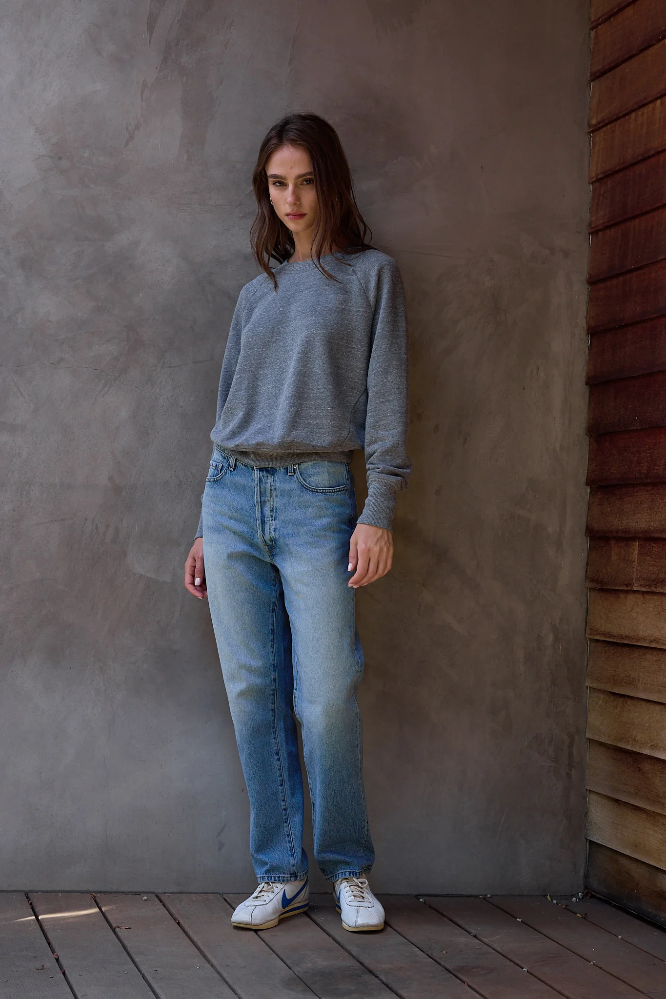 NSF Saguro Chic Melange Terry Sweatshirt - Charcoal Heather Gray - Renuaun