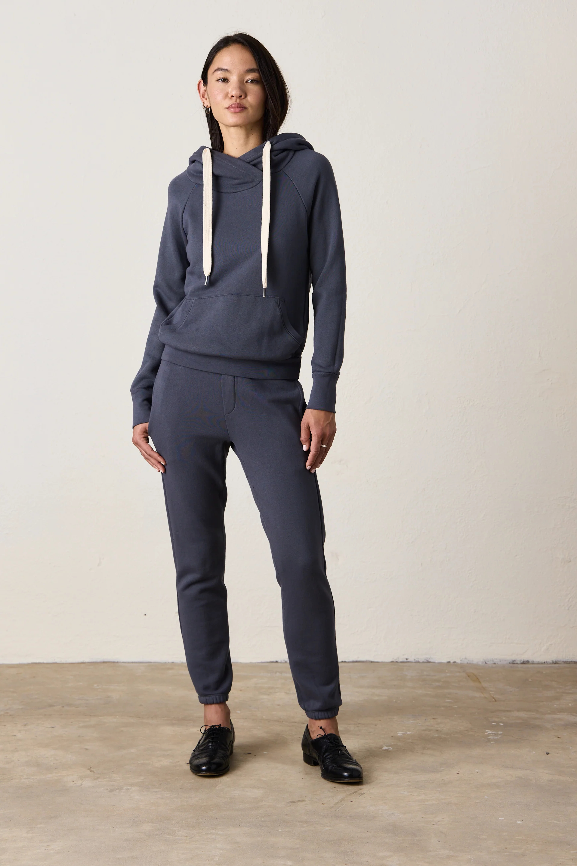 LISSE FITTED LOOP TERRY HOODY / STEEL GREY - Renuaun