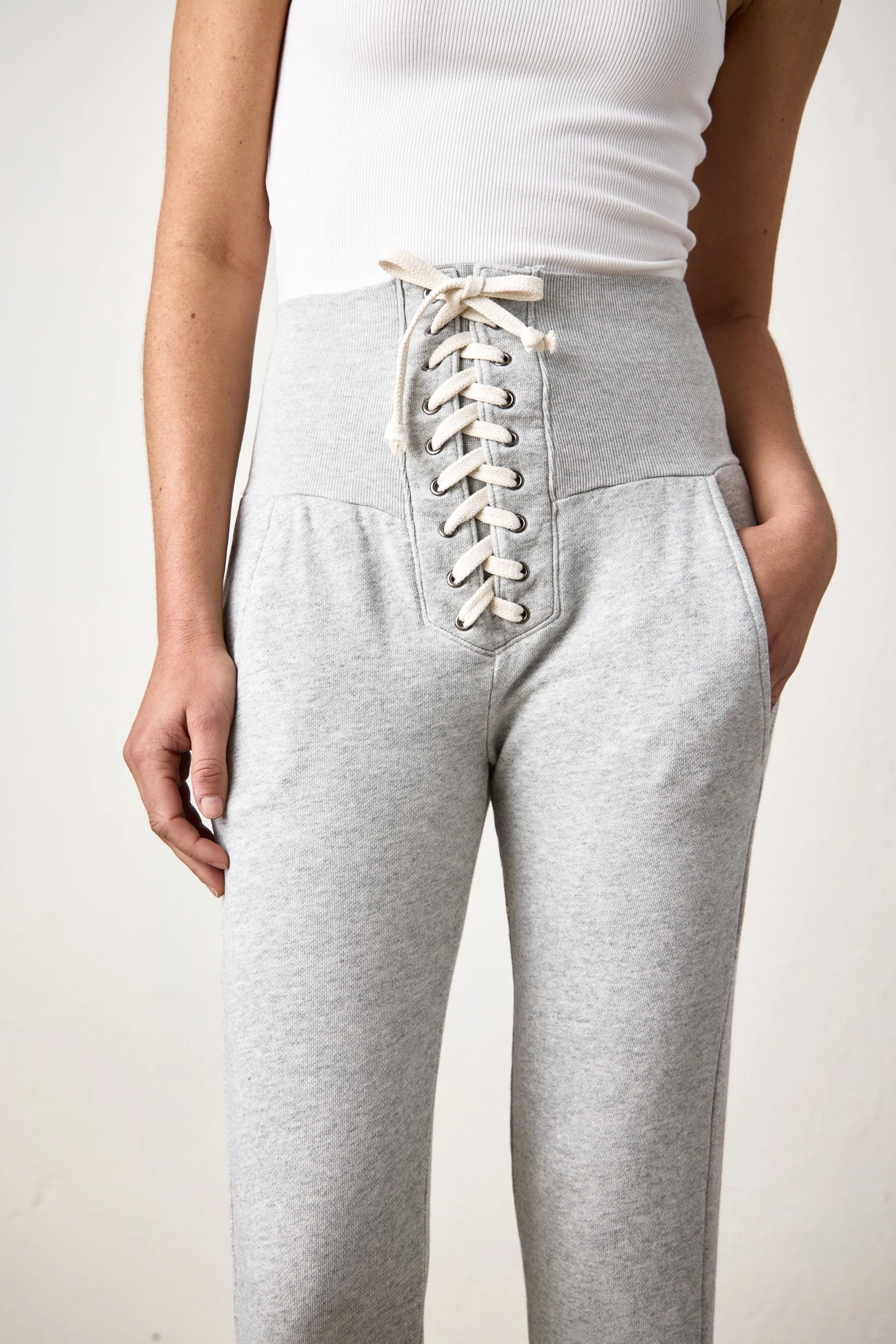 NSF Maren Corset Vintage Terry Sweatpant - Heather Gray - Renuaun