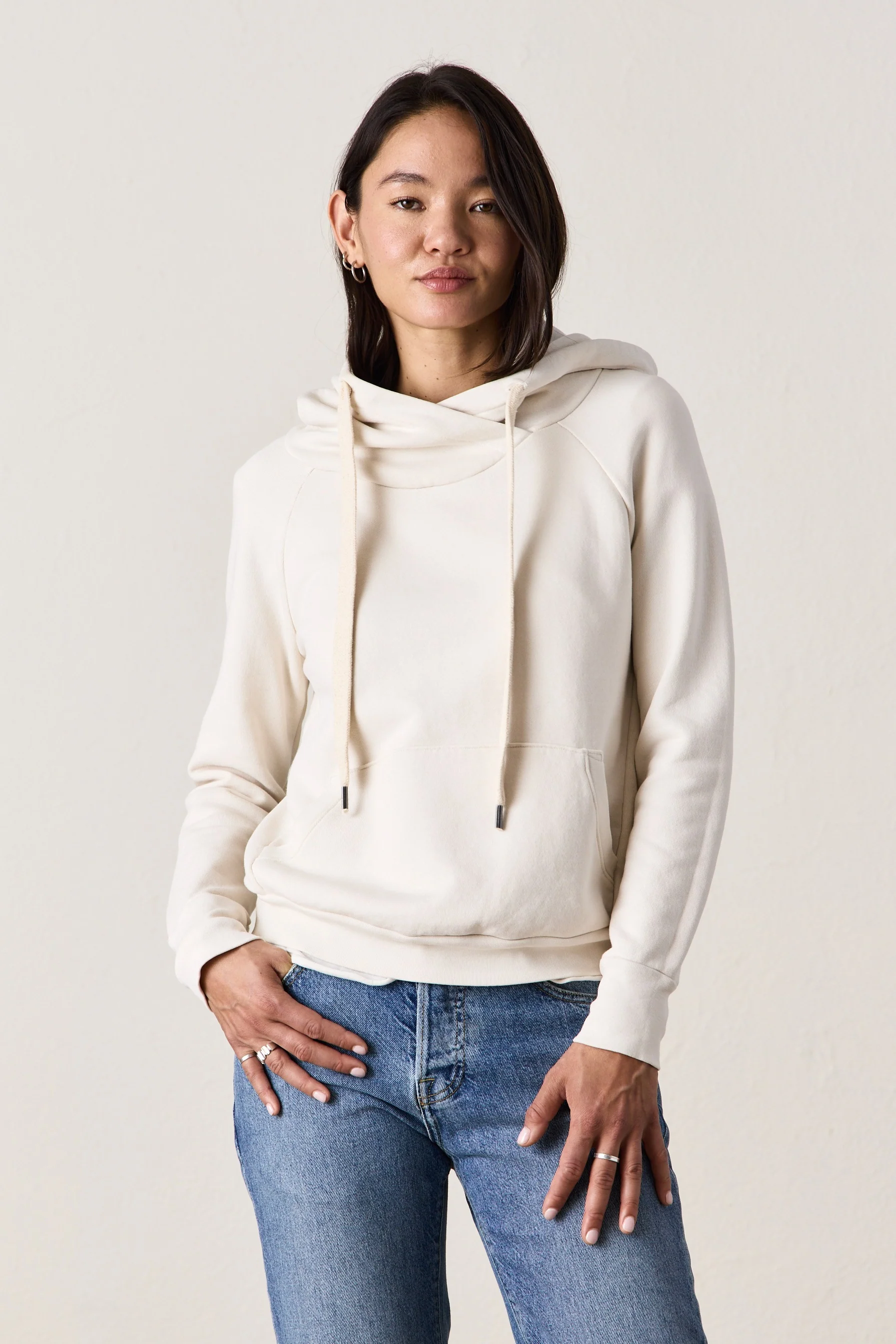 NSF Lisse Fitted Loop Terry Hoodie - Ivory - Renuaun