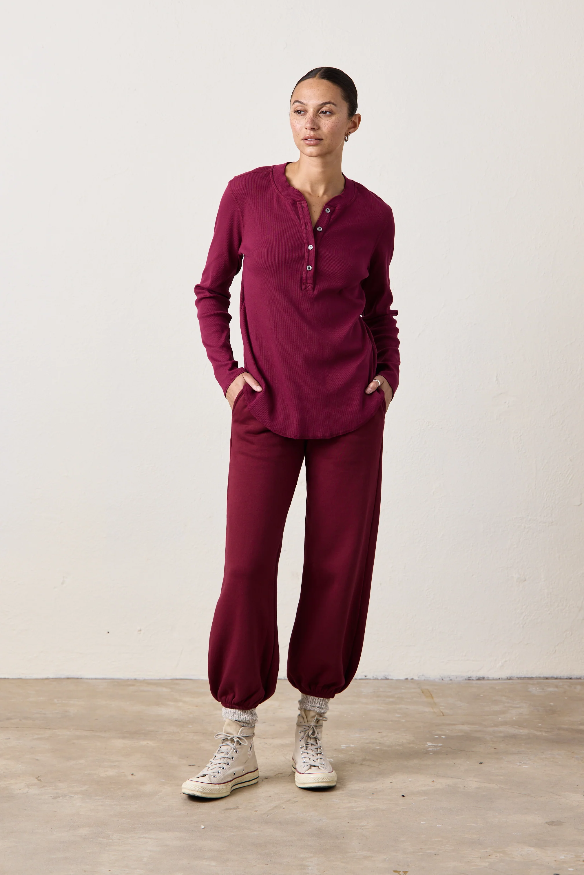 HAL RIB HENLEY / DARK CHERRY - Renuaun