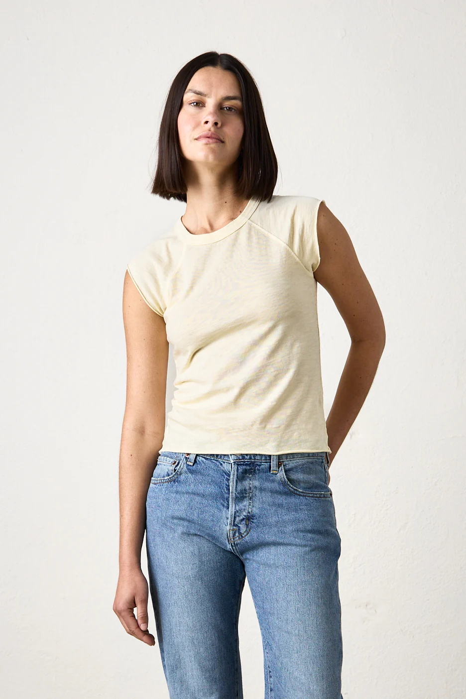 CHLOE FITTED SLUB JERSEY TEE / LEMONADE - Renuaun